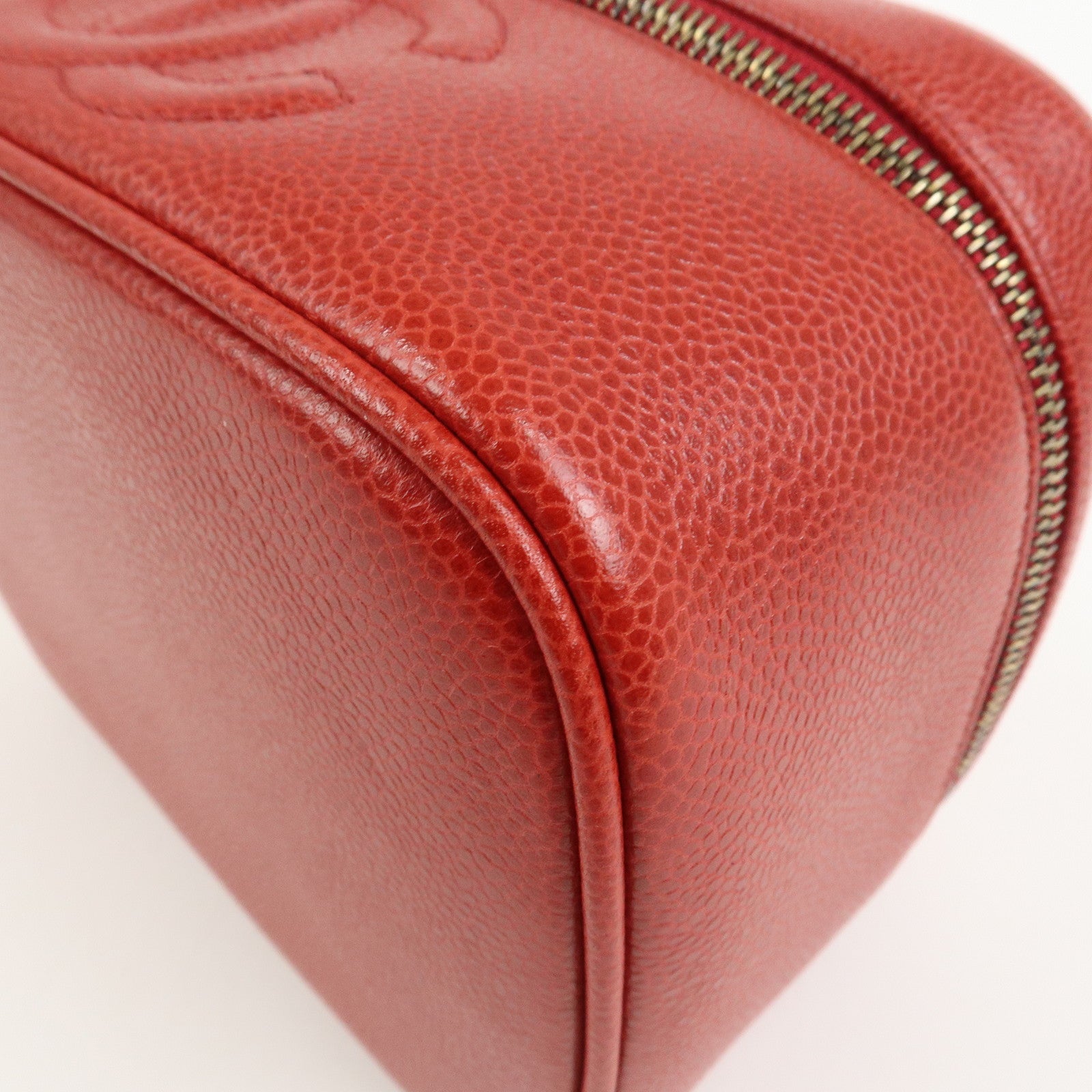 CHANEL COCO Mark Caviarskin Vanity Bag Hand Bag Red A01998