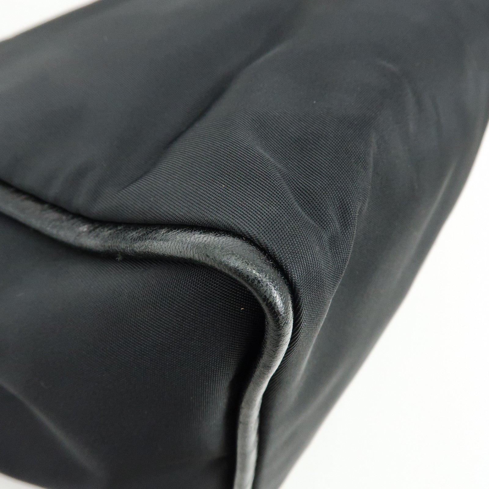 FENDI Nylon Leather Hand Bag Shoulder Bag Black 15333