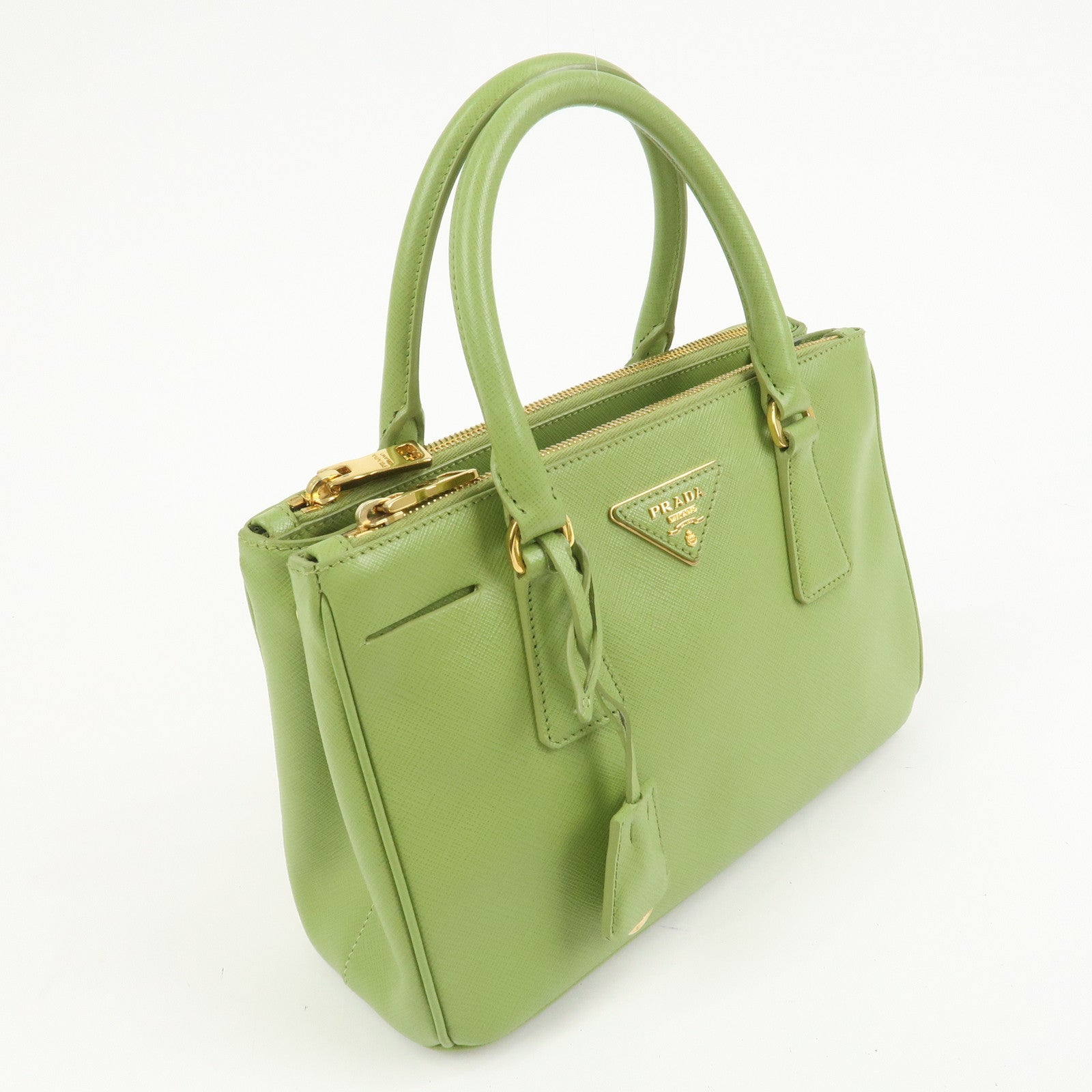 PRADA Galleria 2WAY Bag Hand Bag Shoulder Bag Light Green BN2316