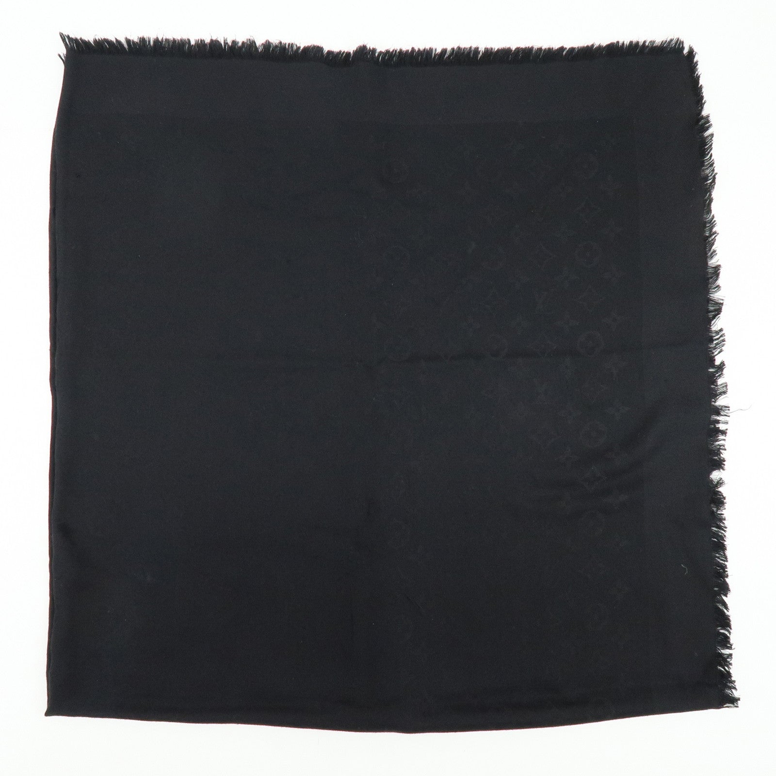 Louis Vuitton Monogram Silk Wool Scarf Shawl Black M71329