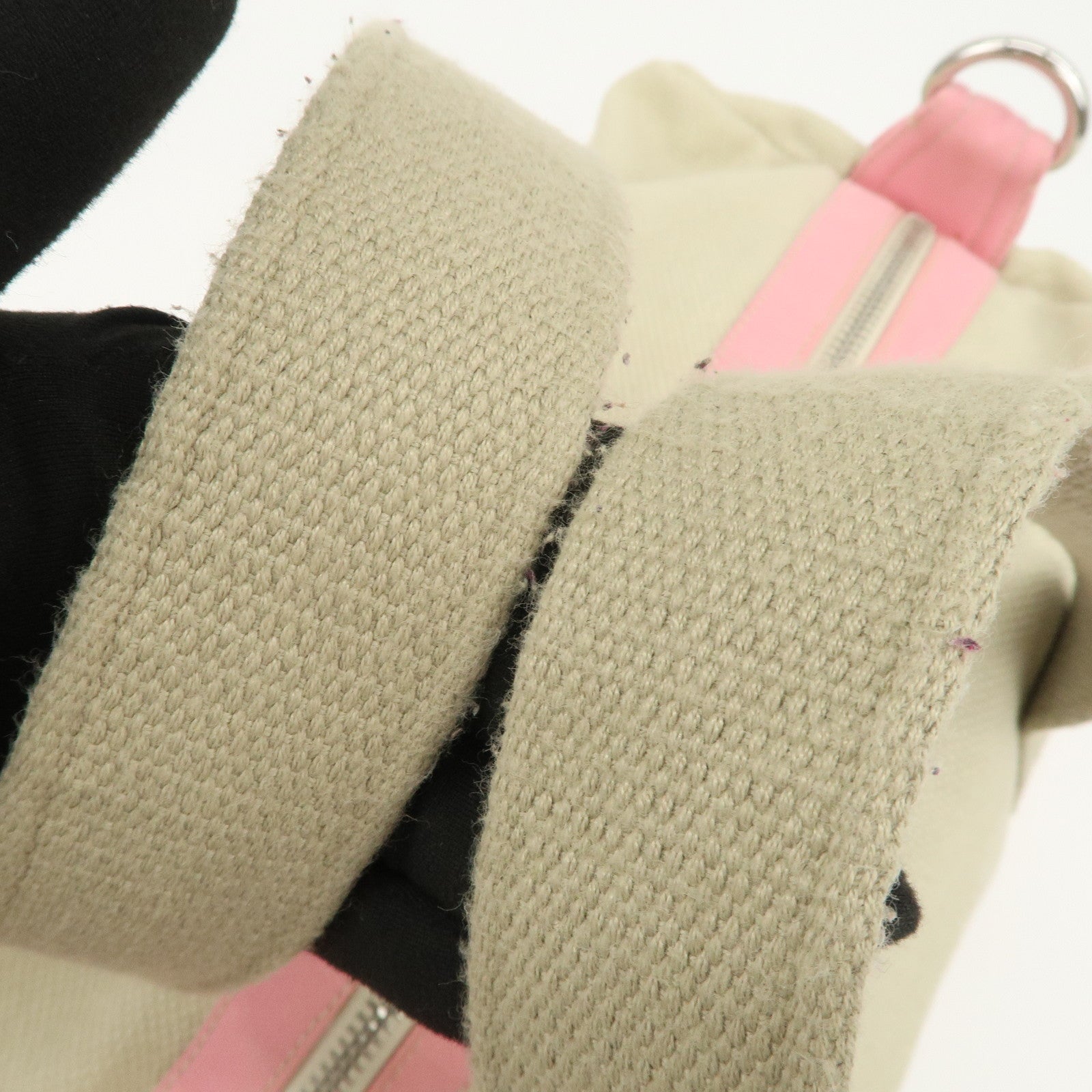 CHANEL Sport Line Canvas Boston Bag Hand Shoulder Bag Ivory Pink