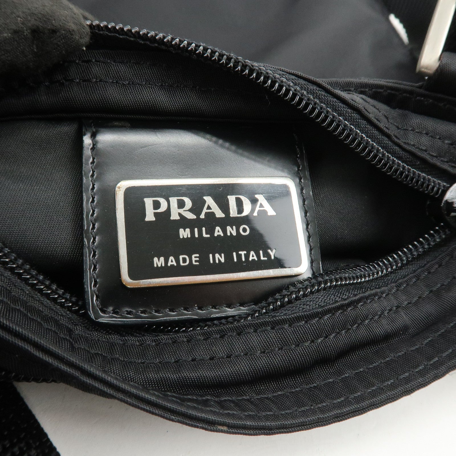 PRADA Triangle Logo Nylon Shoulder Bag Crossbody Bag Black B7372