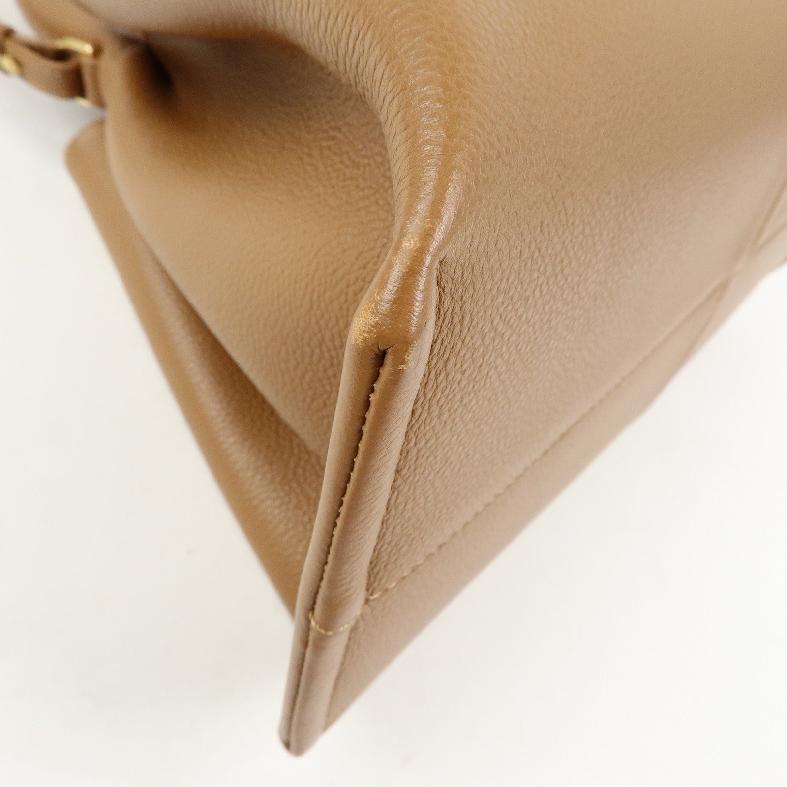 Polene Numero Neuf Grained Calf Leather 2Way Hand Bag Camel