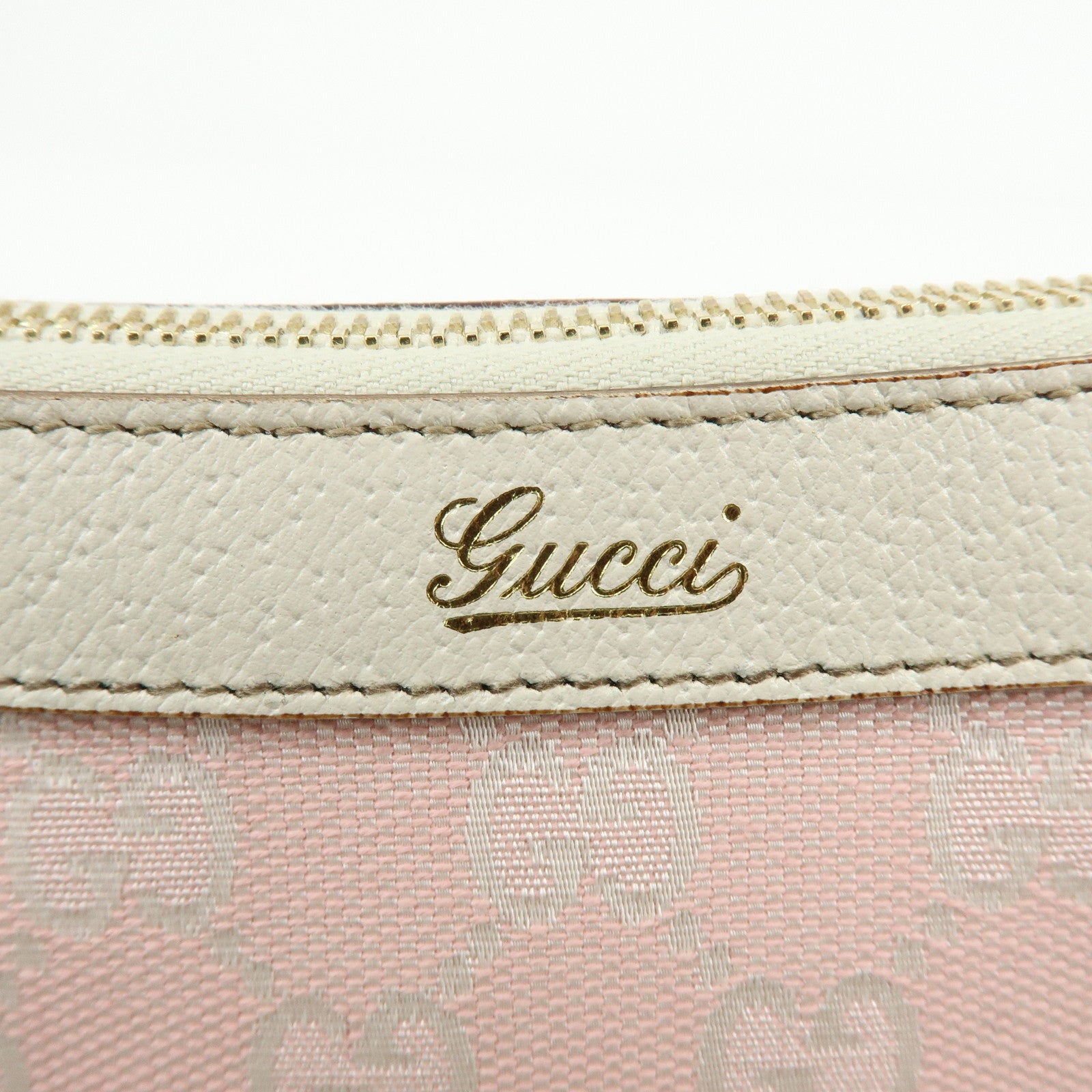 GUCCI GG Canvas Leather Shoulder Bag Hand Bag Pink White 146244