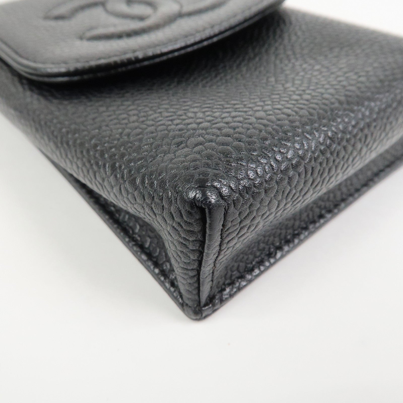 CHANEL COCO Mark Caviarskin Cigarette Case Black Noir A13511