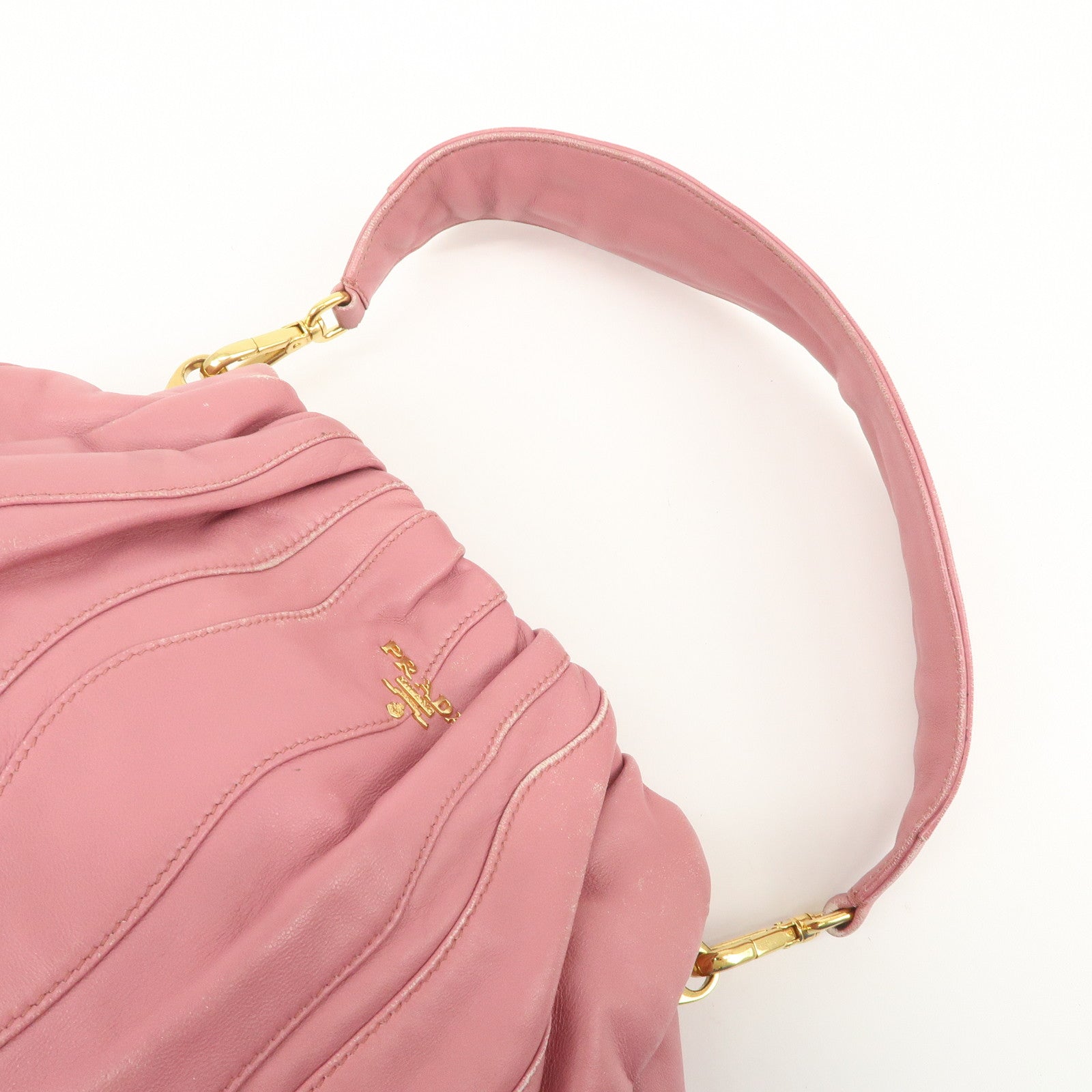 PRADA Leather 2Way Bag Hand Bag Shoulder Bag Pink BN1682