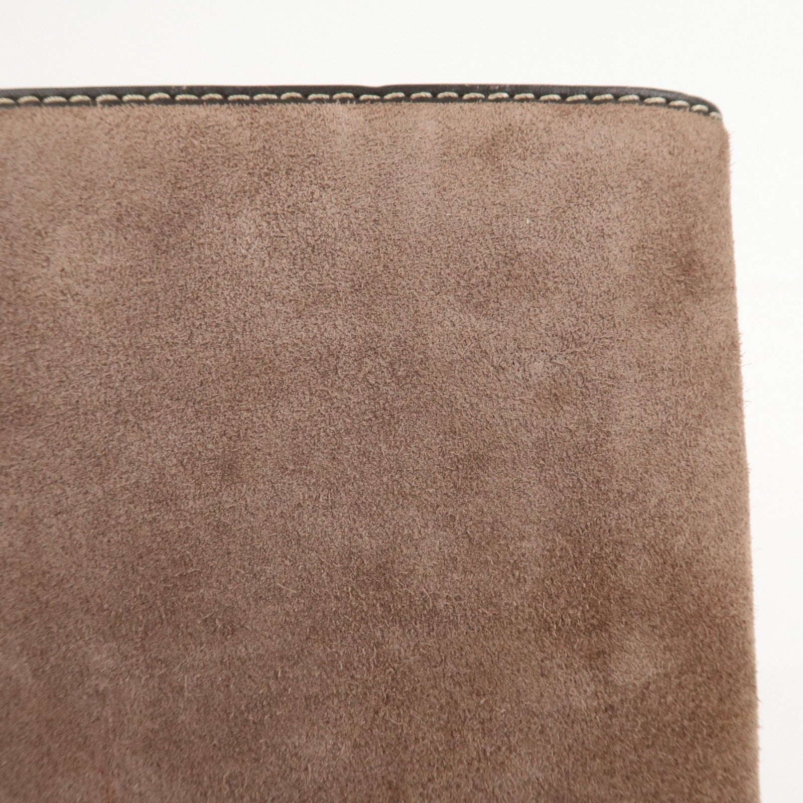 LOEWE Suede Leather Round Zippy Planer Cover Agenda Cover Brown