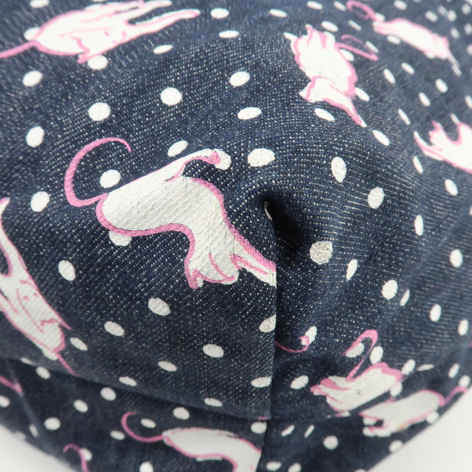 MIU MIU Cats & Dots Print Denim 2Way Tote Bag Blue