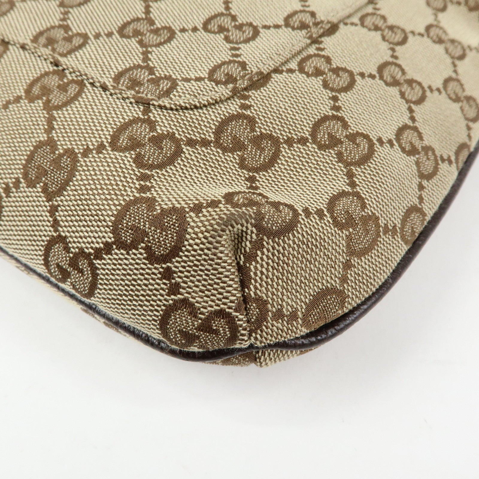 GUCCI GG Canvas Leather Shoulder Crossbody Bag Beige Brown 122793