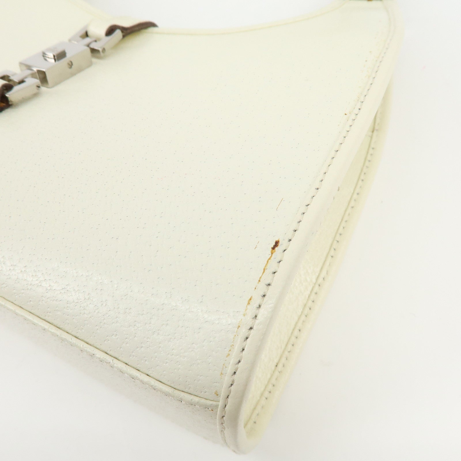 GUCCI Jackie GG Leather Shoulder Bag Hand Bag White 002.1068