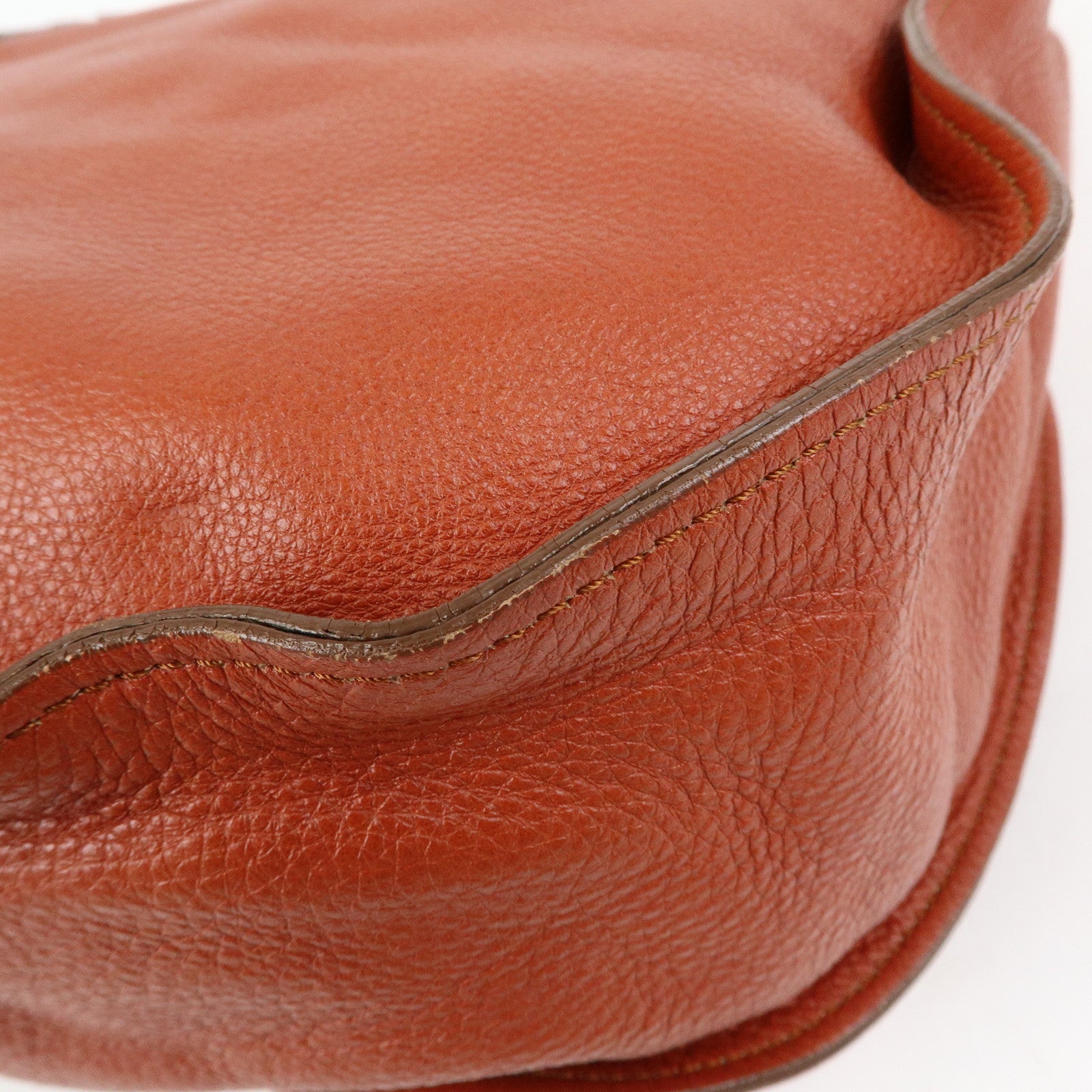 Chloe Marcie Leather Shoulder Bag Tote Bag Red Brown