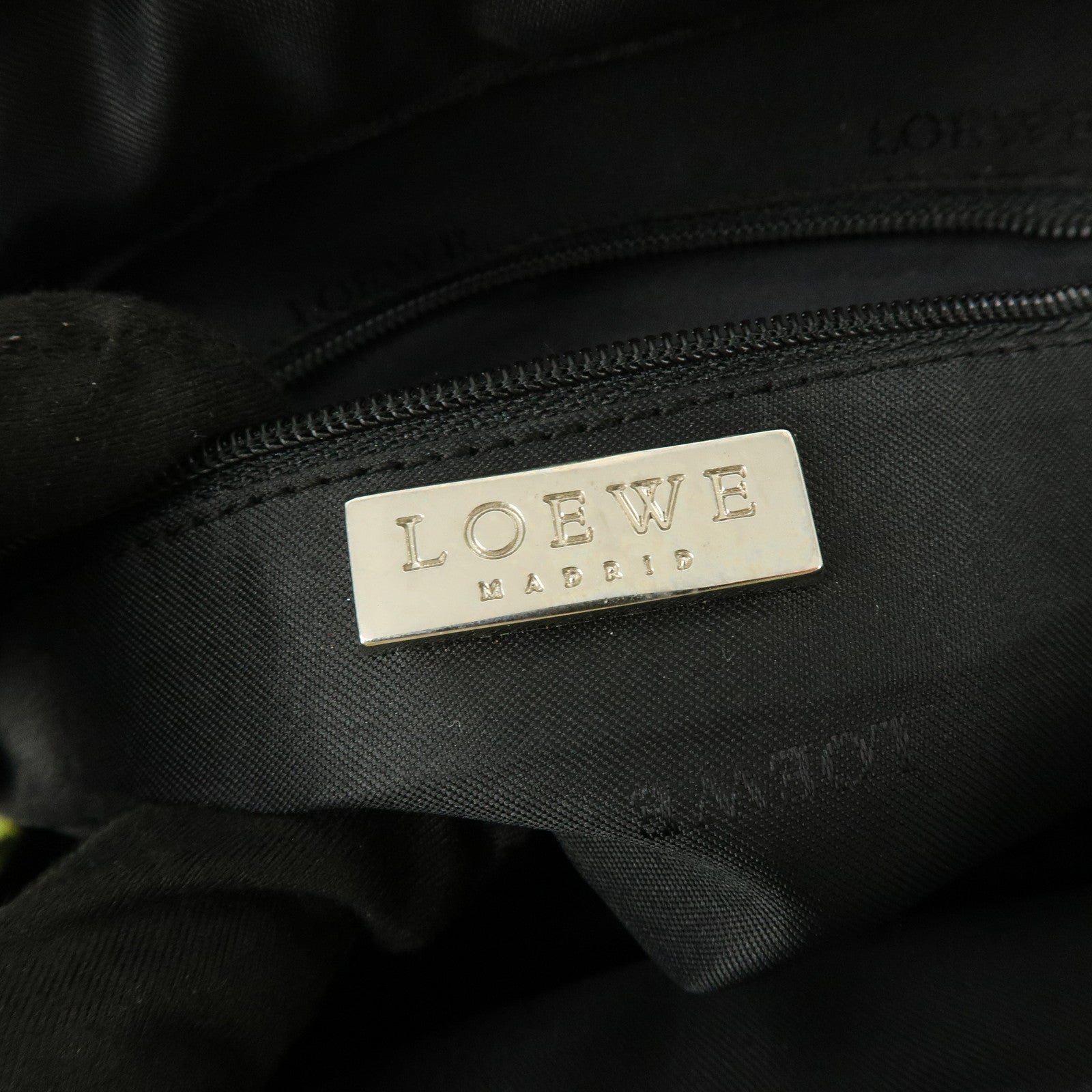 LOEWE Logo Nappa Leather Mini Hand Bag Boston Bag Lime Green