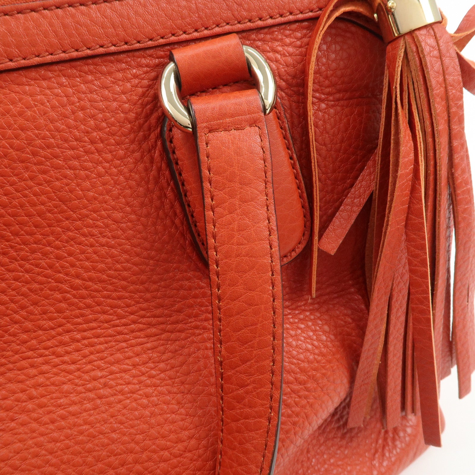 GUCCI SOHO Interlocking G Leather 2Way Hand Bag Orange 308362