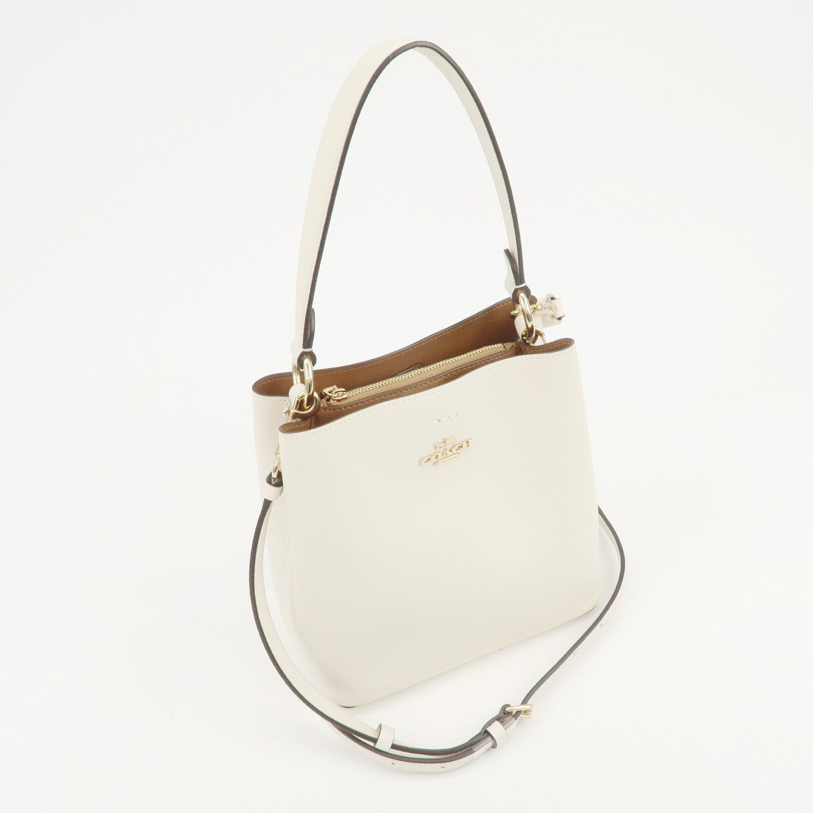 COACH Leather 2Way Bag Hand Bag Shoulder Bag White