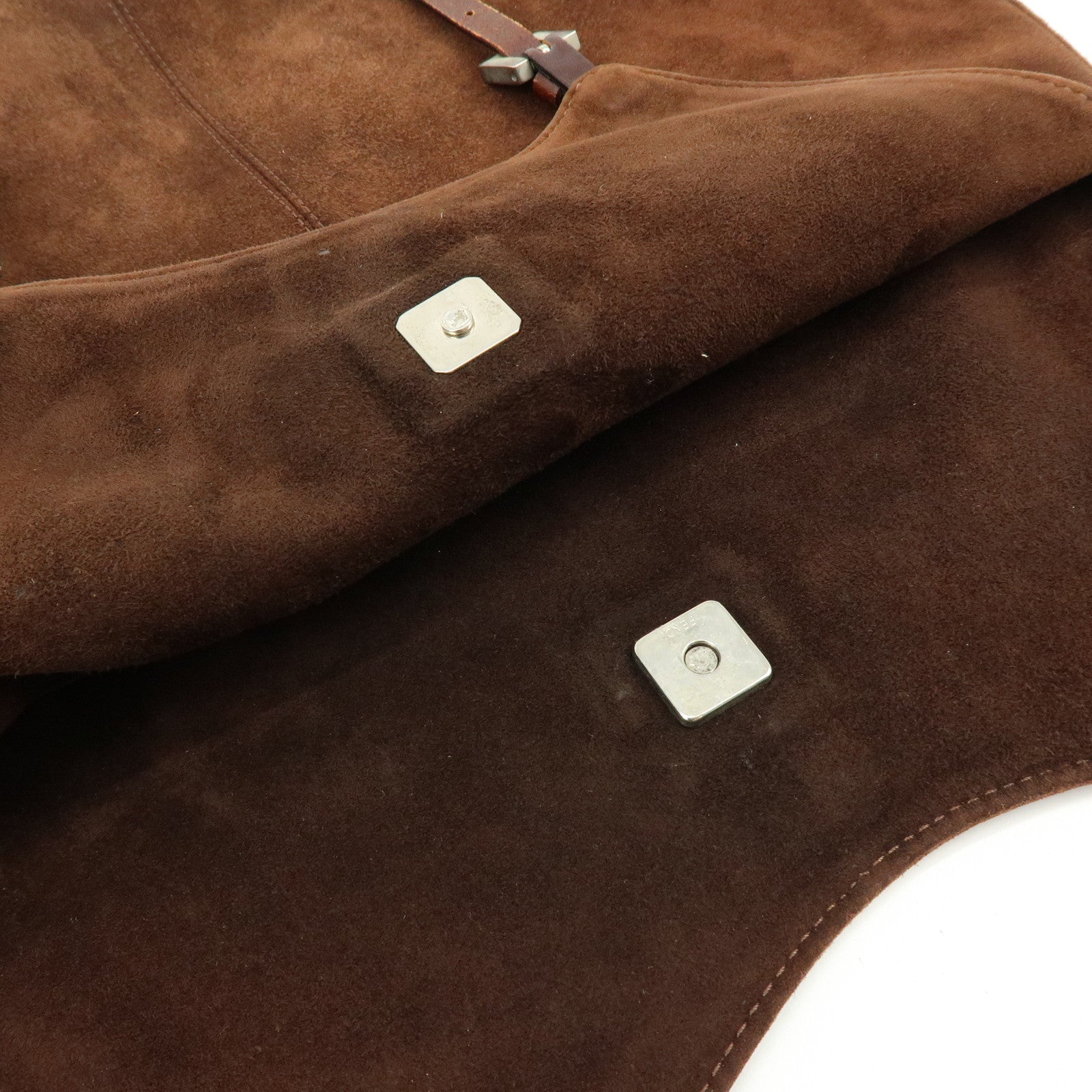 FENDI Suede Tote Bag Hand Bag Shoulder Bag Brown 26690