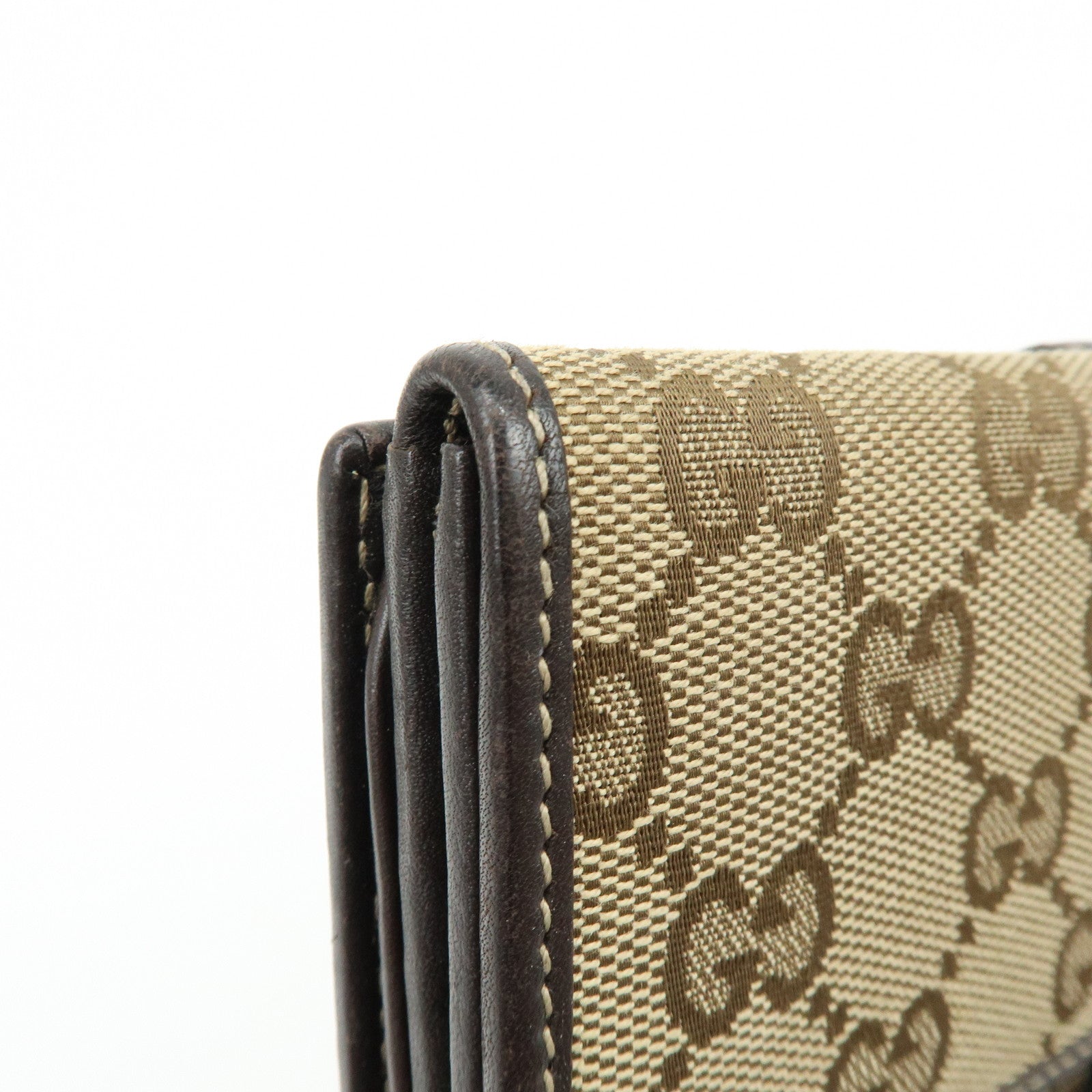 GUCCI Lovely Heart GG Canvas Leather Long Wallet Brown 245723