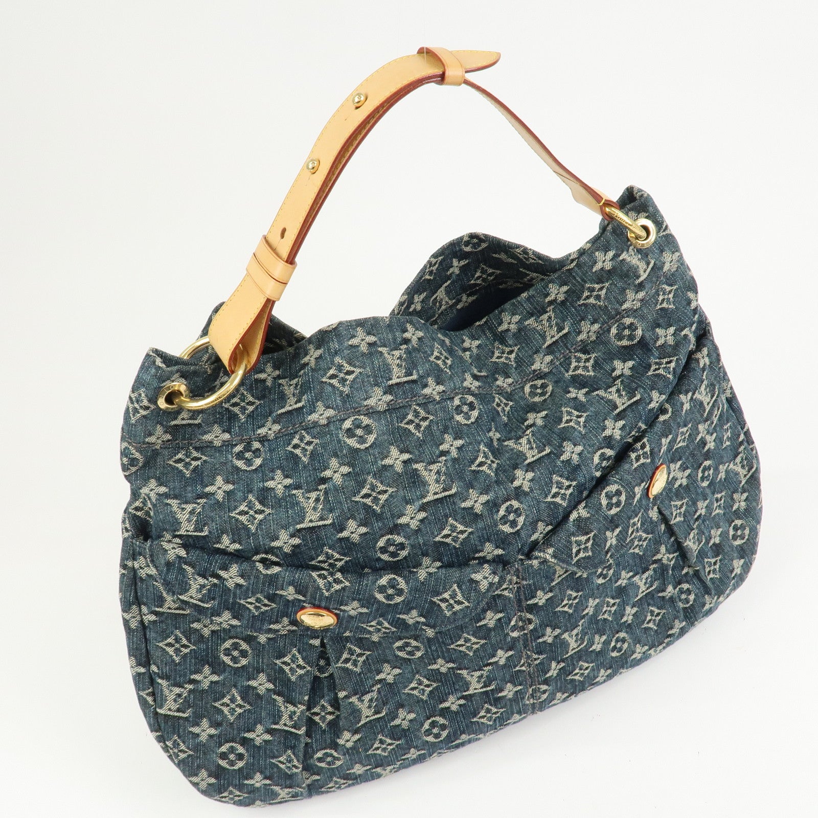Louis Vuitton Monogram Denim Daily GM Shoulder Bag Gris Bleu M40493