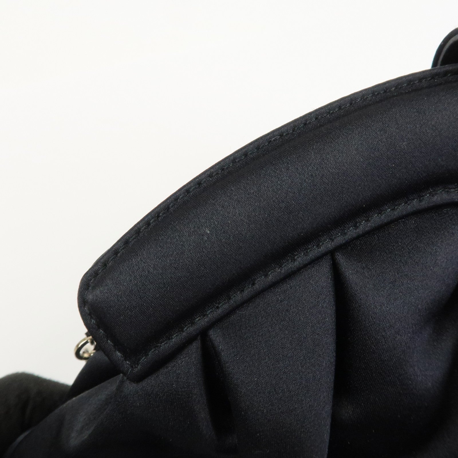 Ferragamo Gancini Satin Shoulder Bag Crossbody Bag Black Q 21 6436