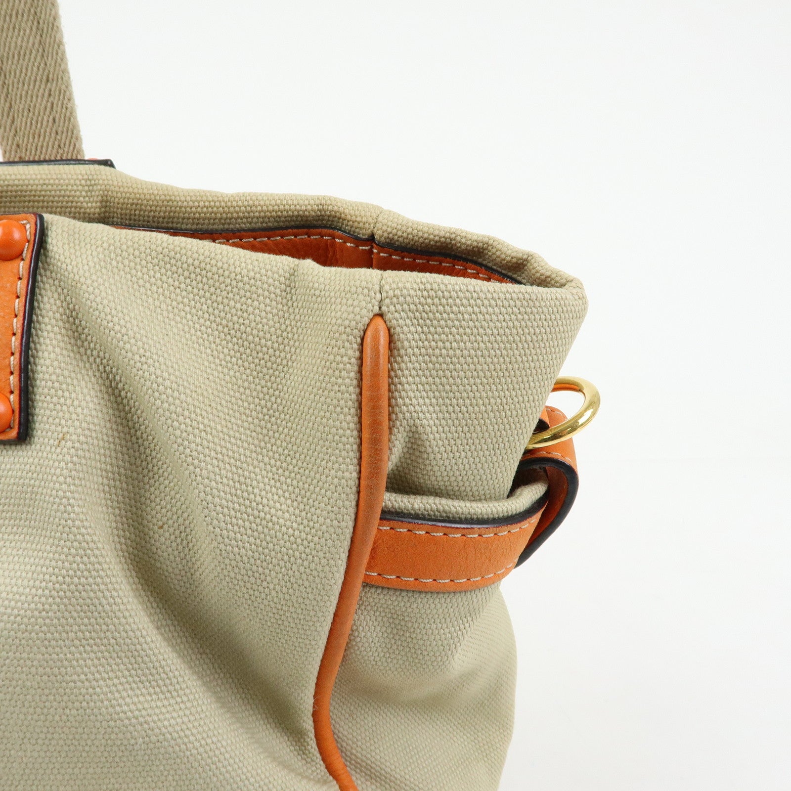 LOEWE Missy Canvas Leather 2Way Bag Tote Bag Beige Orange