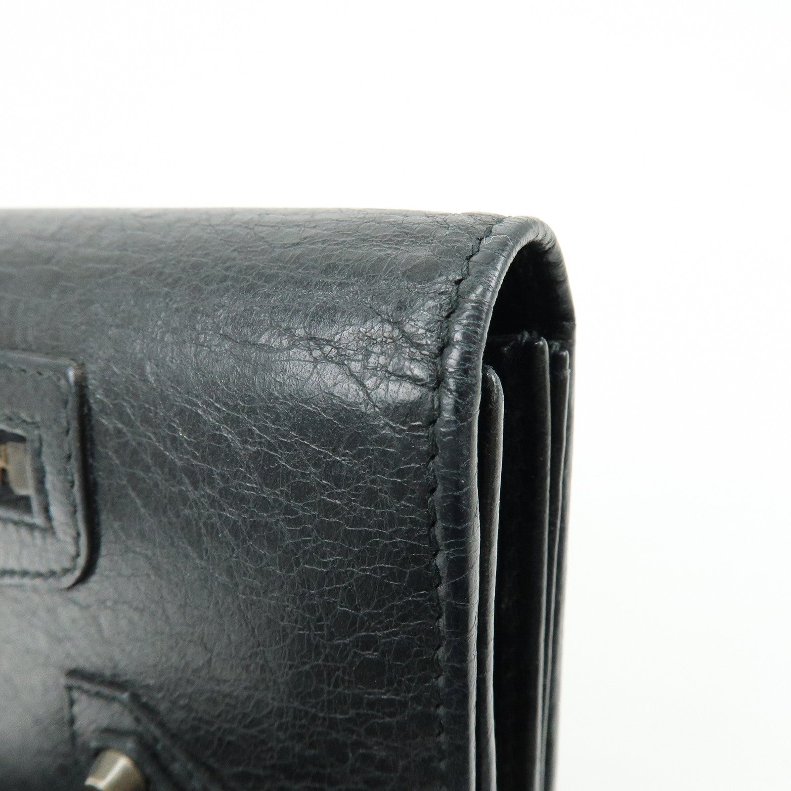 BALENCIAGA City Leather Bi-fold Long Wallet Black 253038