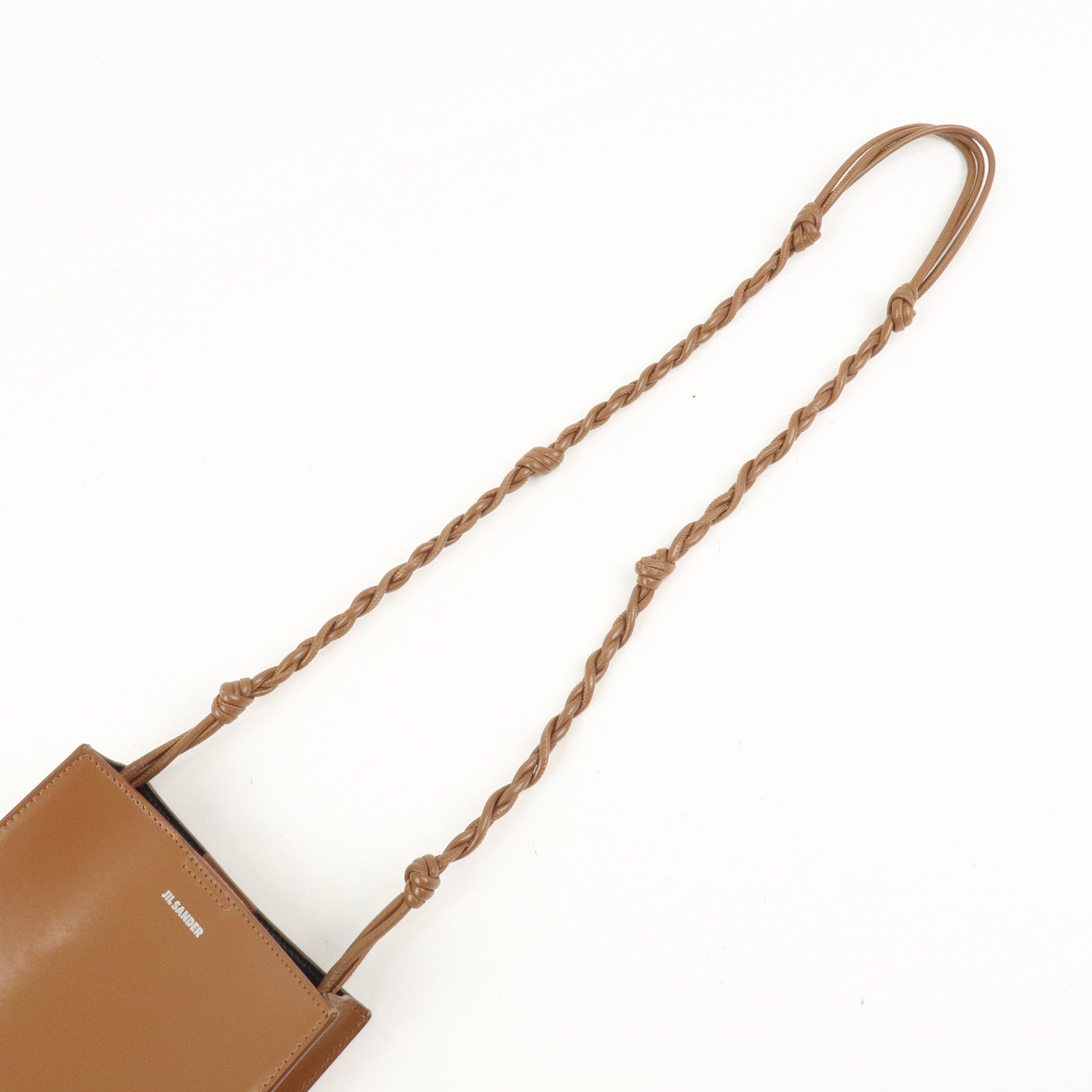 JIL SANDER Leather Tangle Small Shoulder Bag Crossbody Bag Brown
