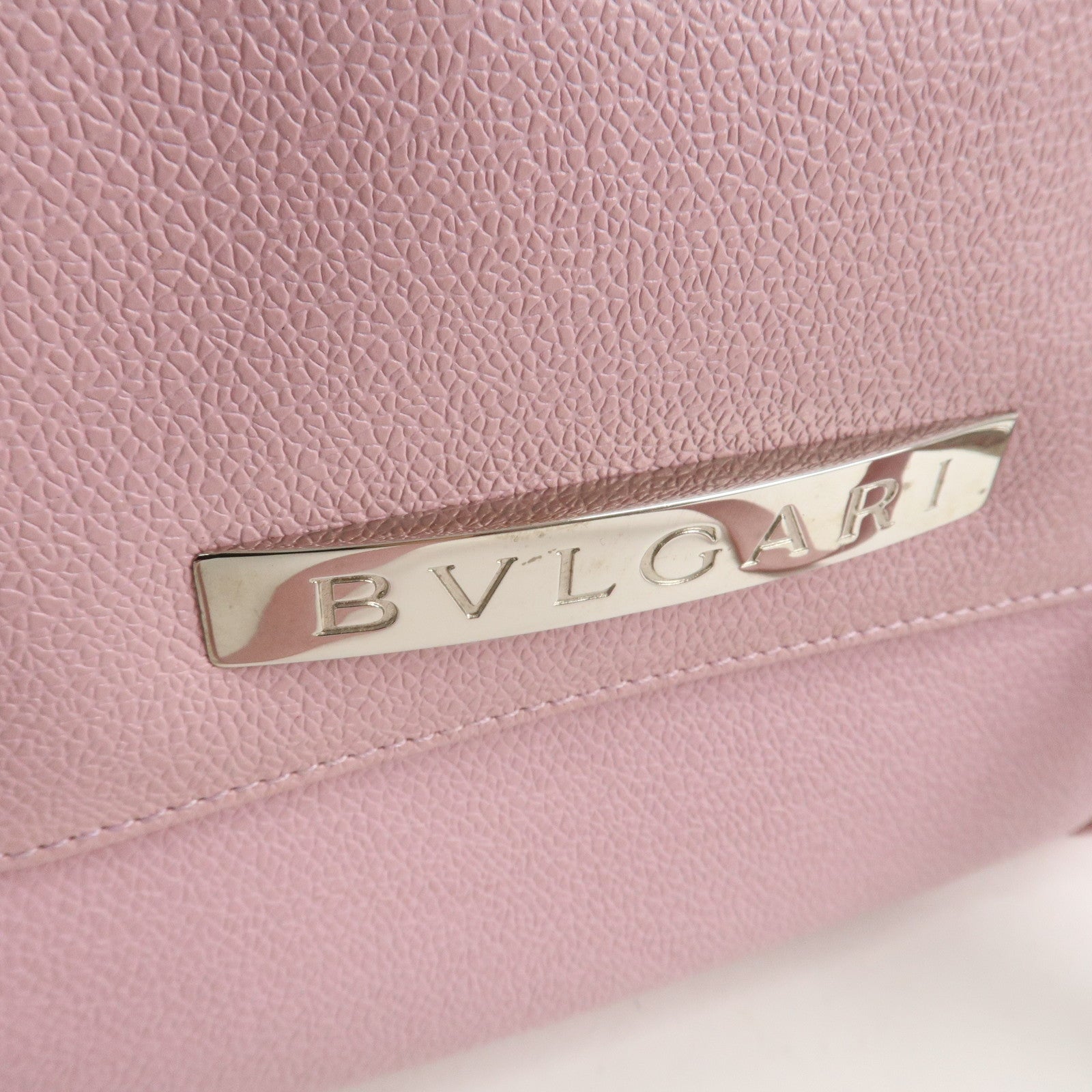 BVLGARI Logo Leather Shoulder Bag Hand Bag Pink