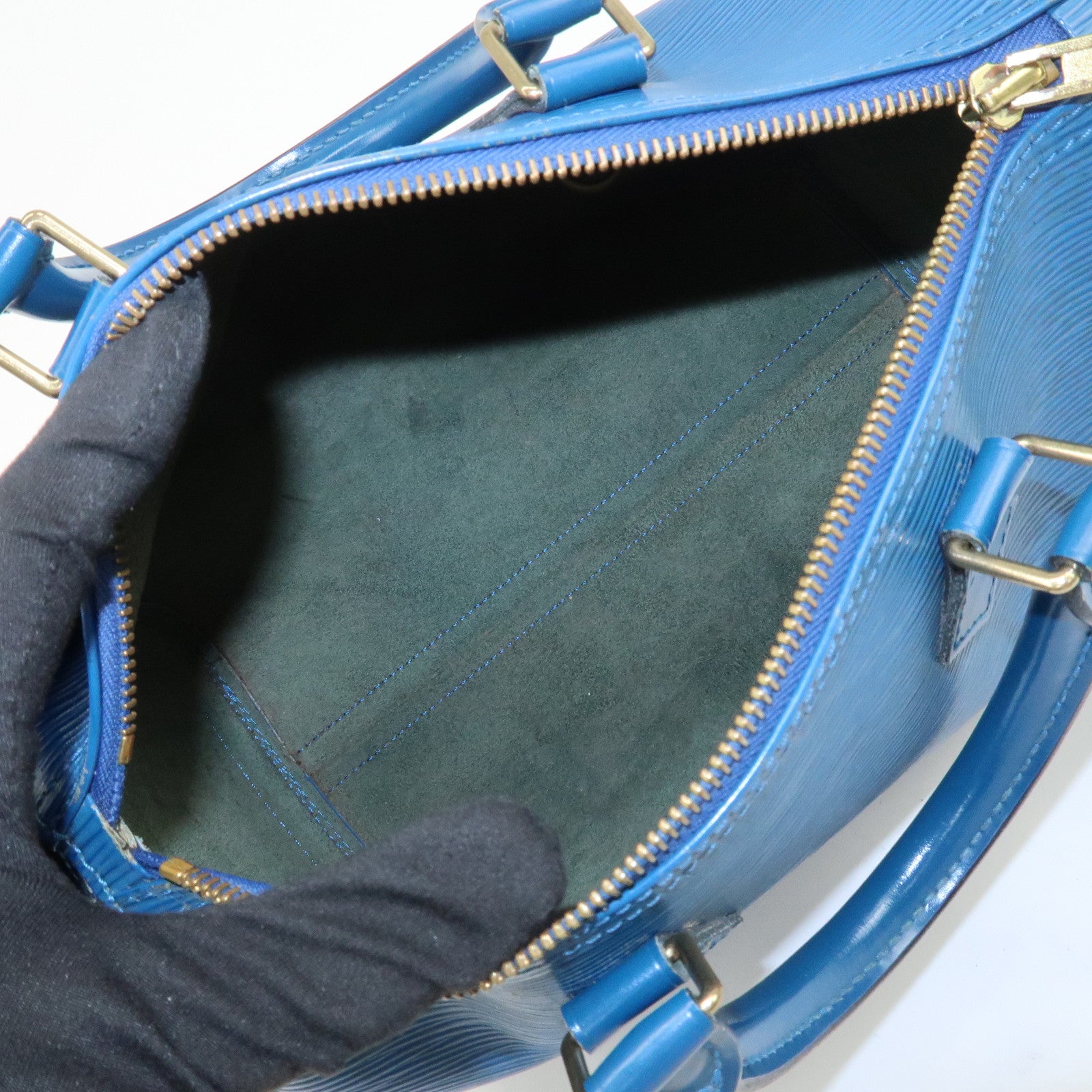 Louis Vuitton Epi Speedy 25 Hand Bag Boston Bag Toledo Blue M43015