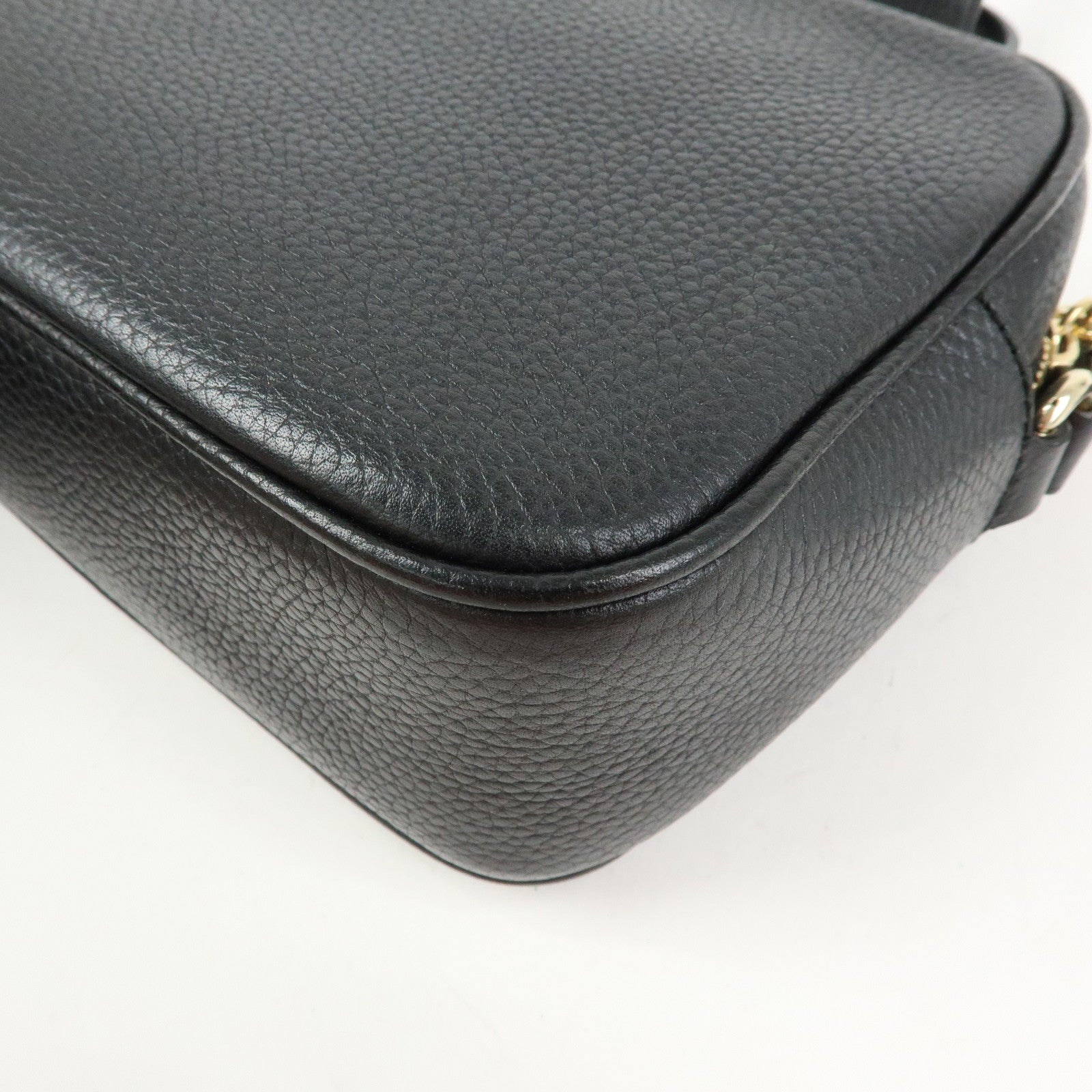 GUCCI SOHO Interlocking G Leather Shoulder Bag Black 308364