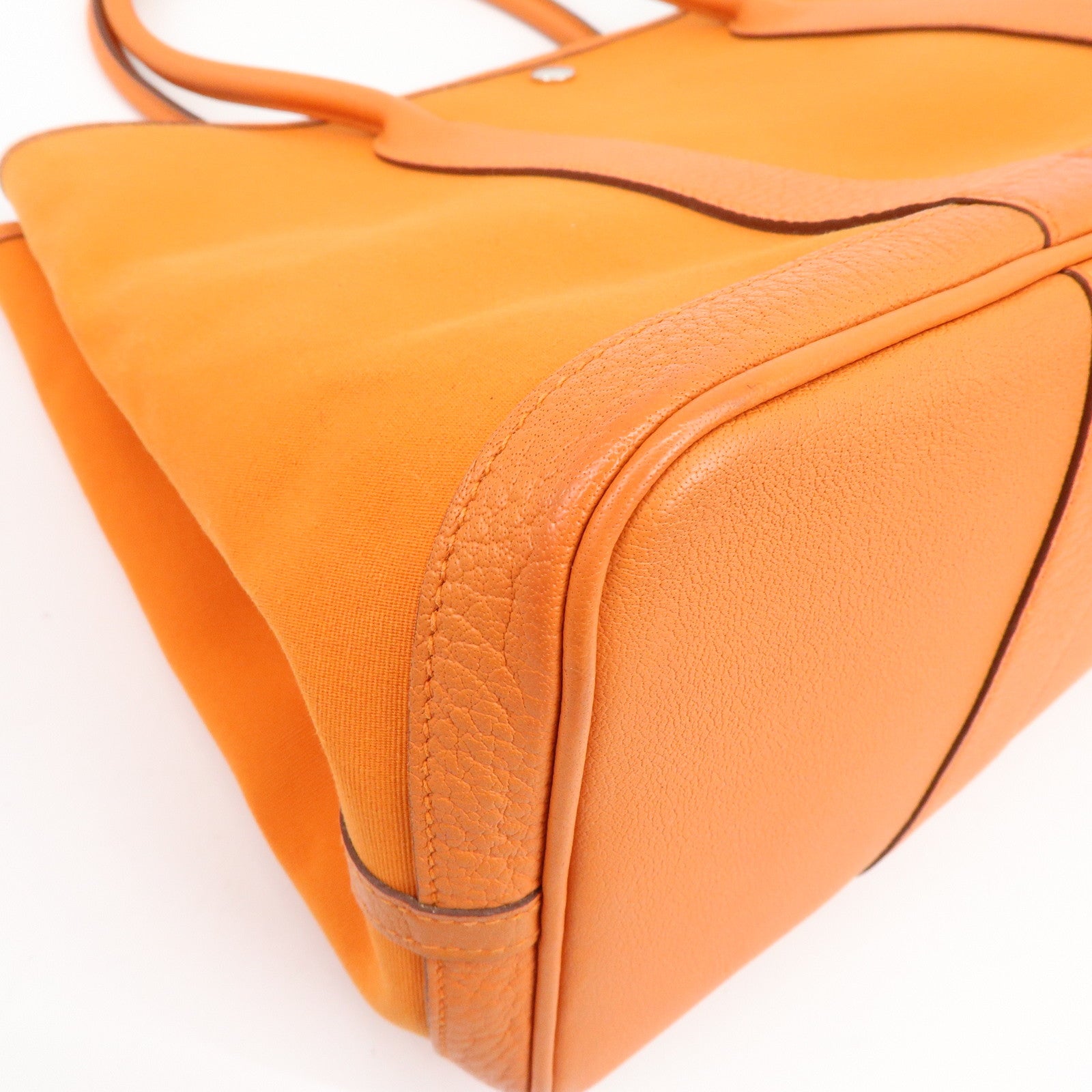 HERMES Garden Party PM Toile Officier Leather □Q Stamped Tote Bag