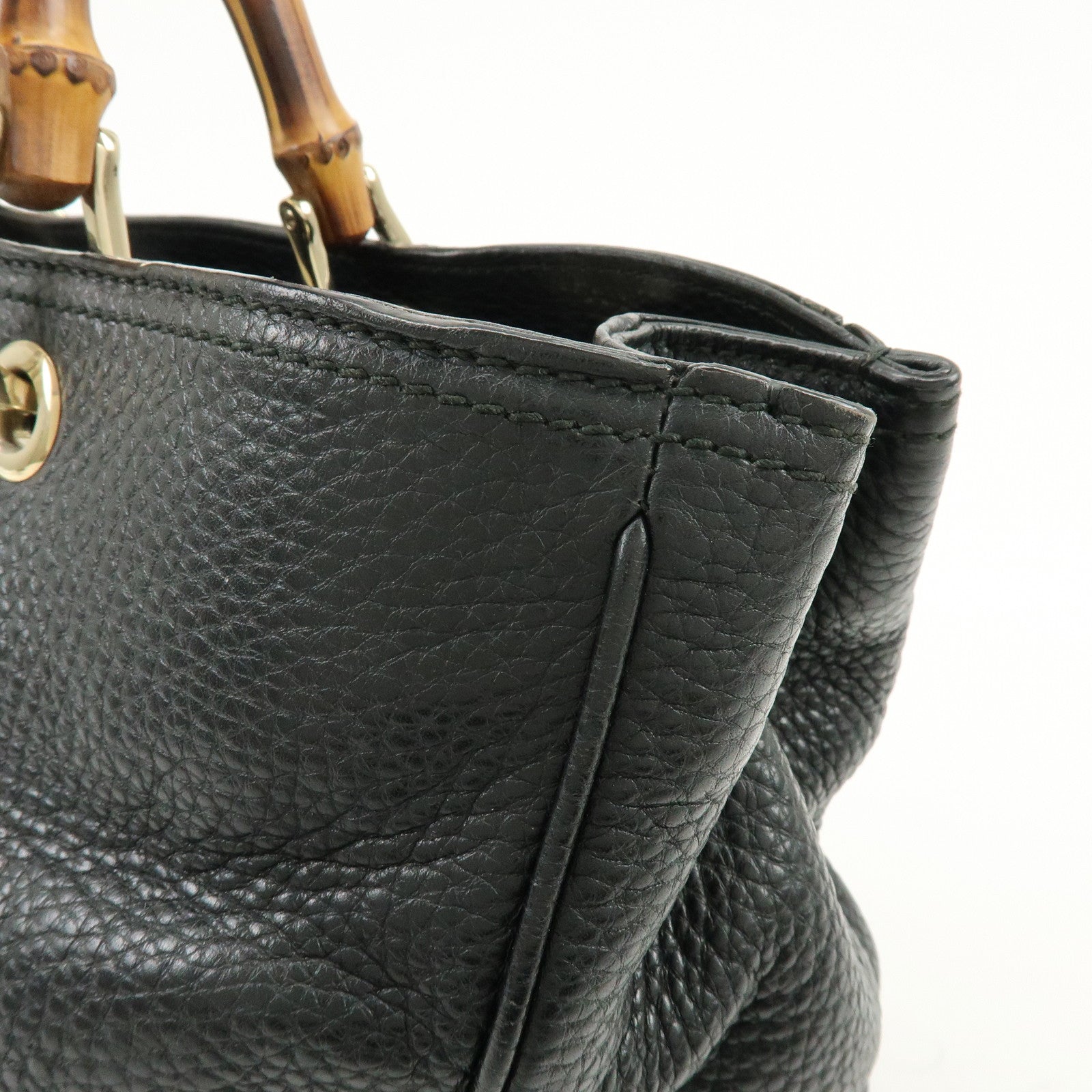 GUCCI Bamboo Leather Shopper Medium 2Way Bag Shoulder Bag 323660