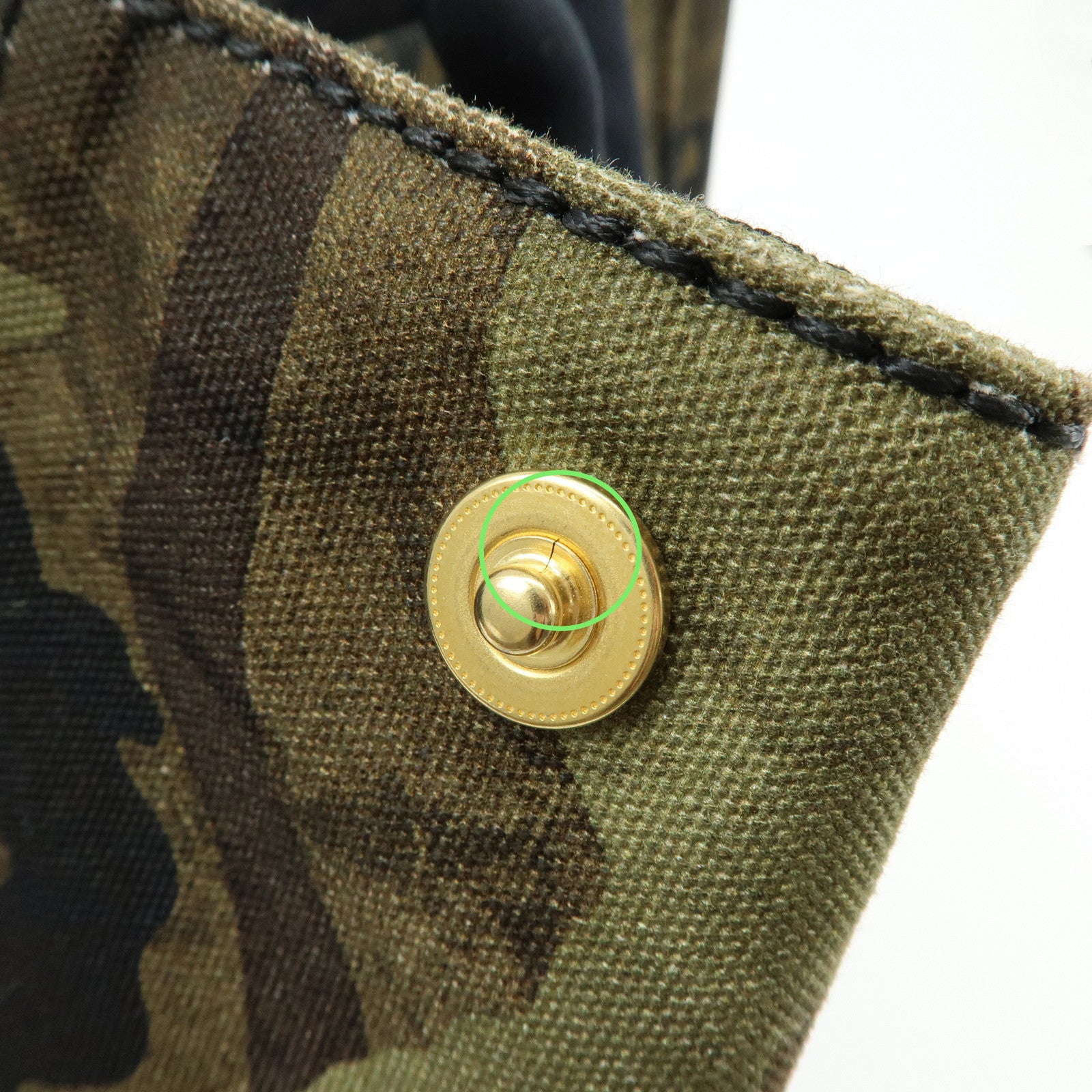 PRADA Canapa Triangle Logo Canvas Tote Bag Camouflage BN2020