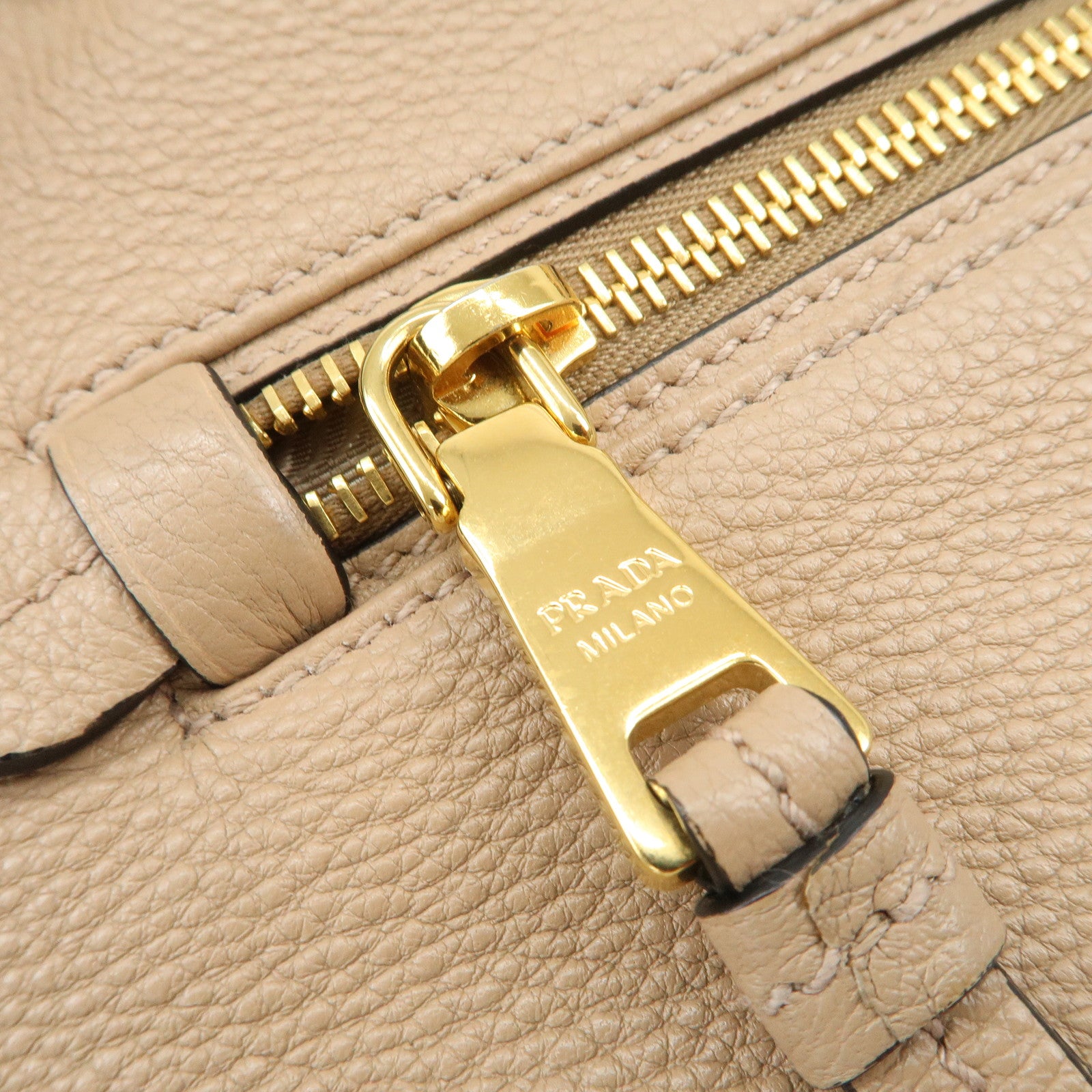 PRADA Logo Leather 2Way Shoulder Bag Hand Bag Pink Beige 1BG044