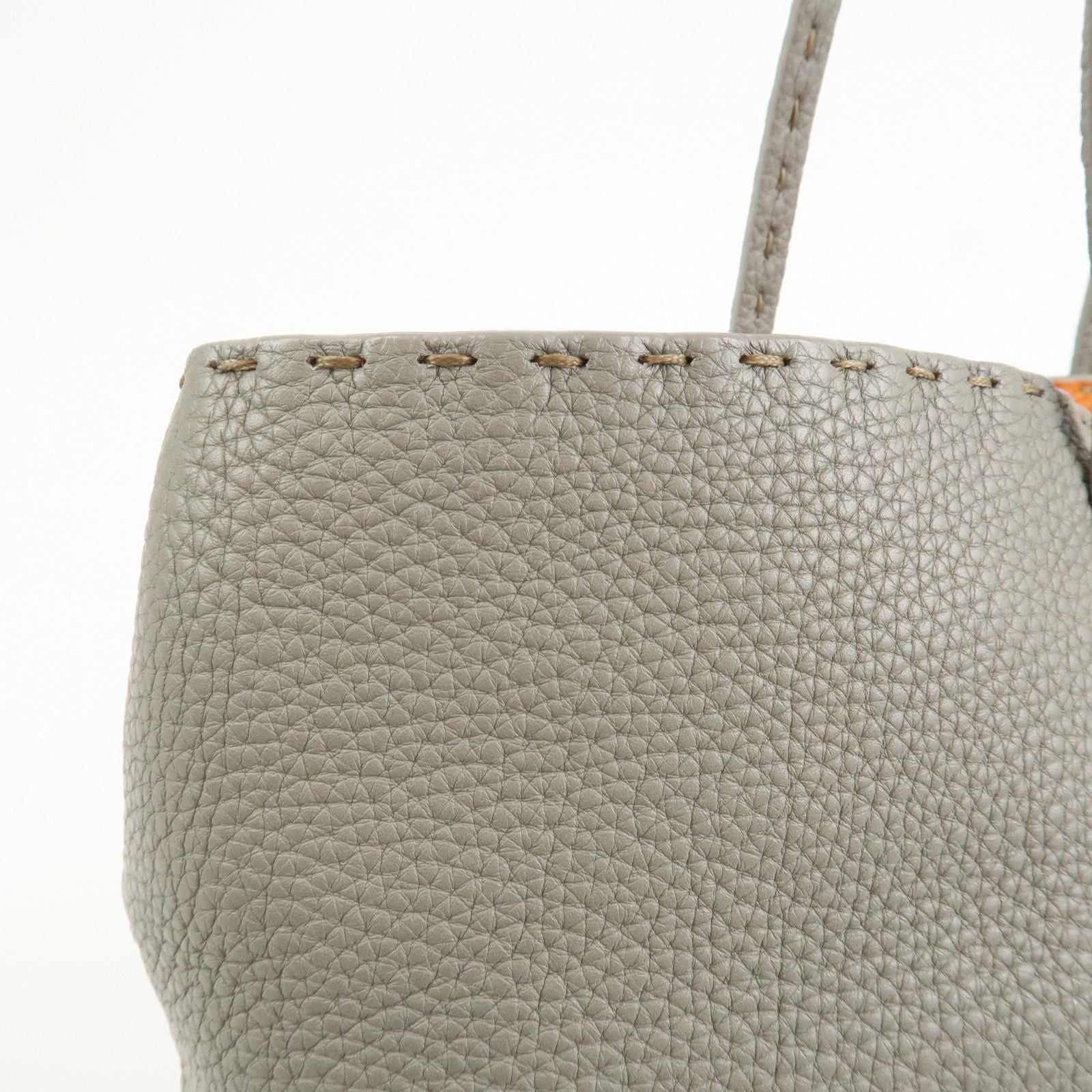 FENDI Selleria Carla Leather Tote Bag Shoulder Bag Gray 8BH257