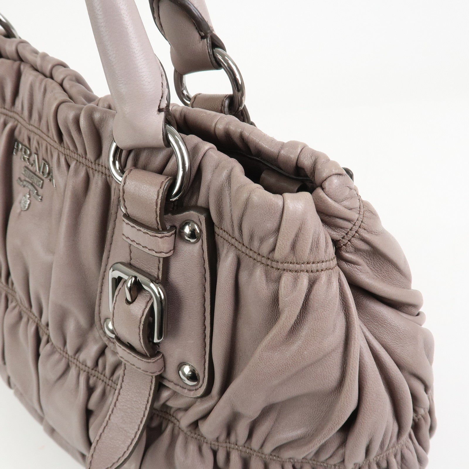 PRADA Logo Nappa Leather 2Way Bag Shoulder Bag Hand Bag Gray