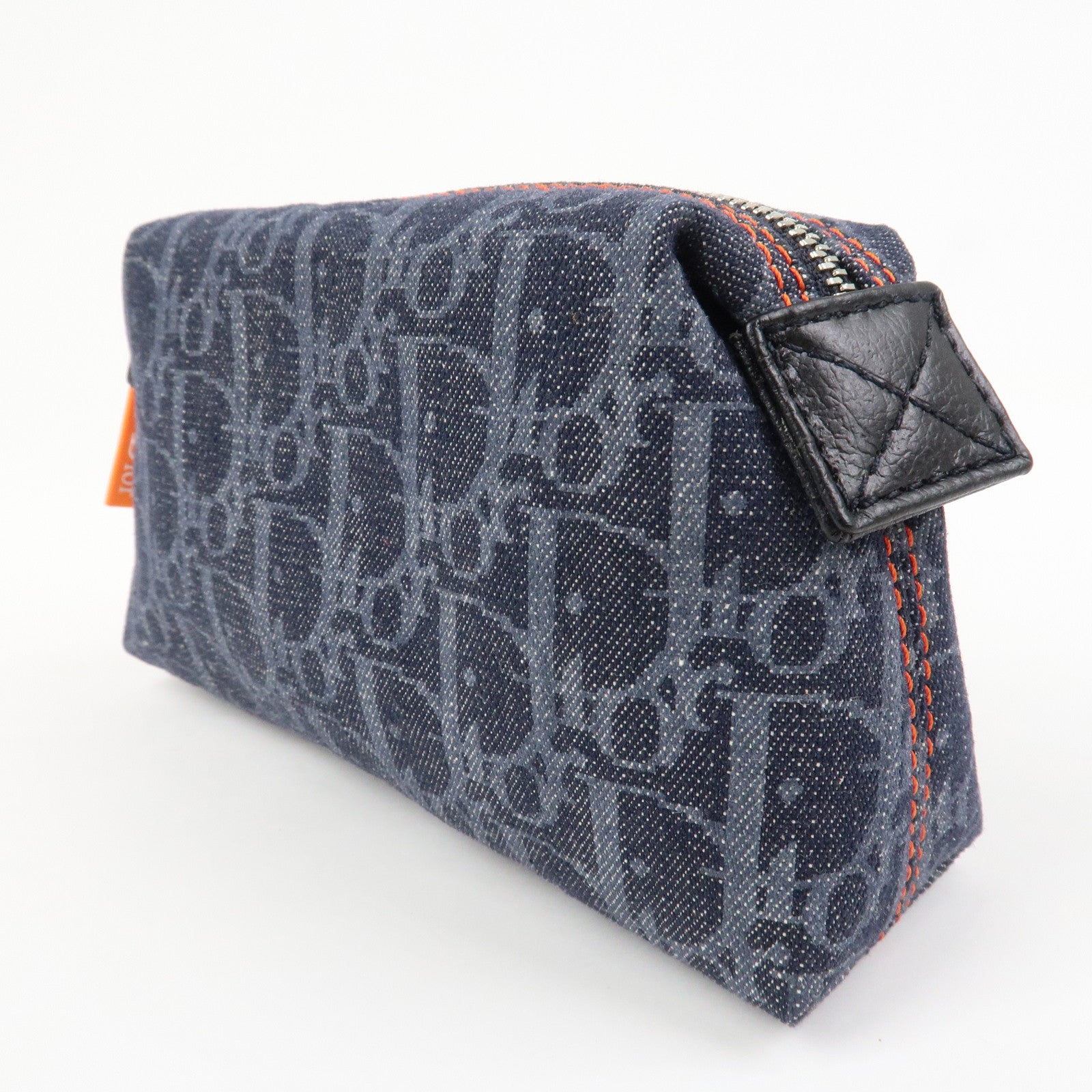 Christian Dior Denim Cosmetic Pouch Indigo Blue Orange