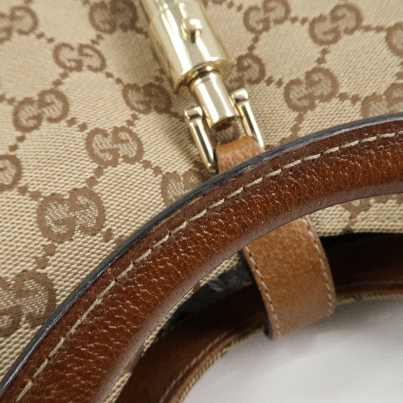 GUCCI New Jackie GG Canvas Leather Shoulder Bag Brown 124407 Used