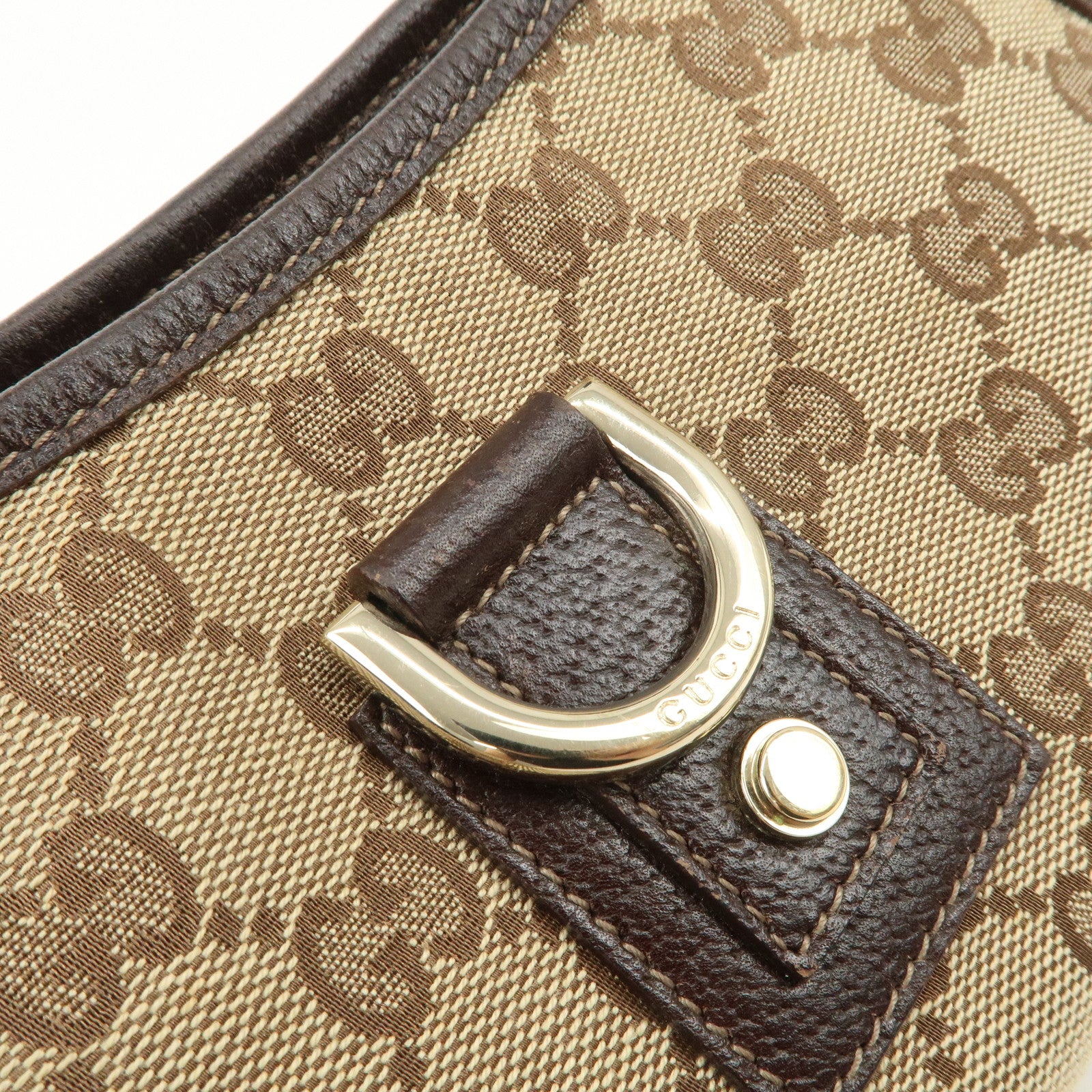 GUCCI Abbey GG Canvas Leather Shoulder Bag Hand Bag Beige 130939