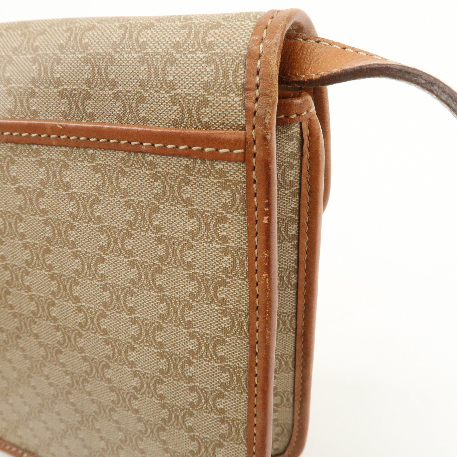 CELINE C Macadam 2Way Bag Shoulder Bag Clutch Bag Beige Brown