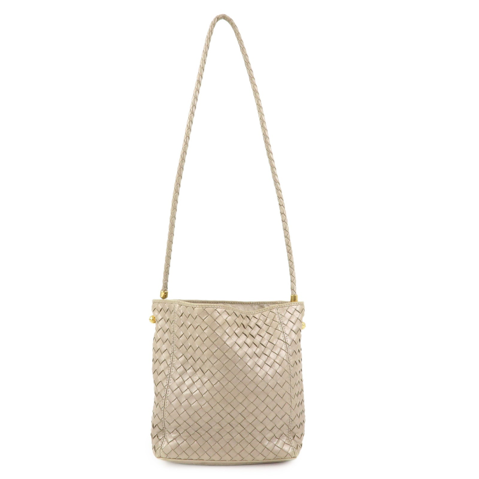 BOTTEGA VENETA Intrecciato Leather Shoulder Bag Beige