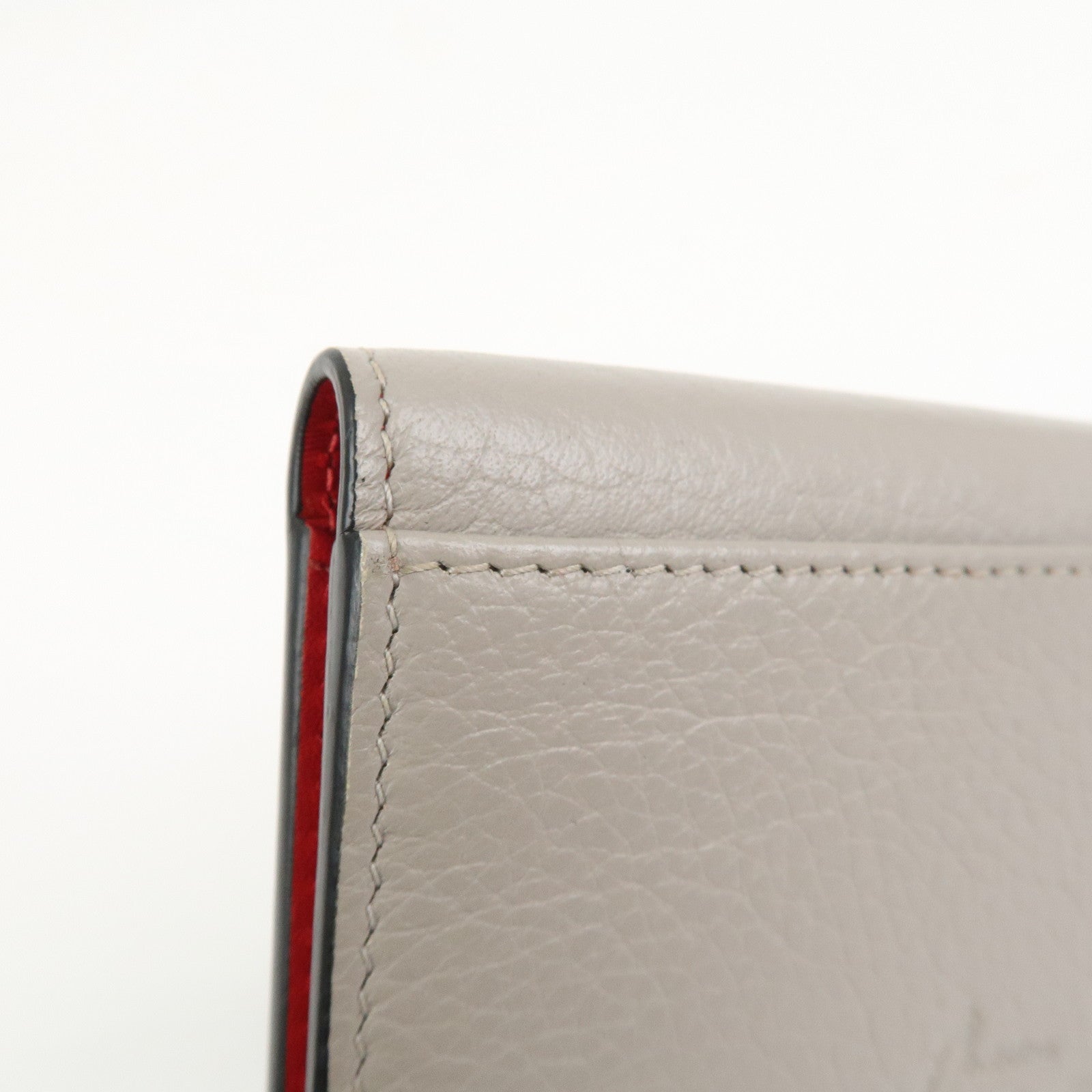 Christian Louboutin Leather Card Case Card Holder Studs Gray