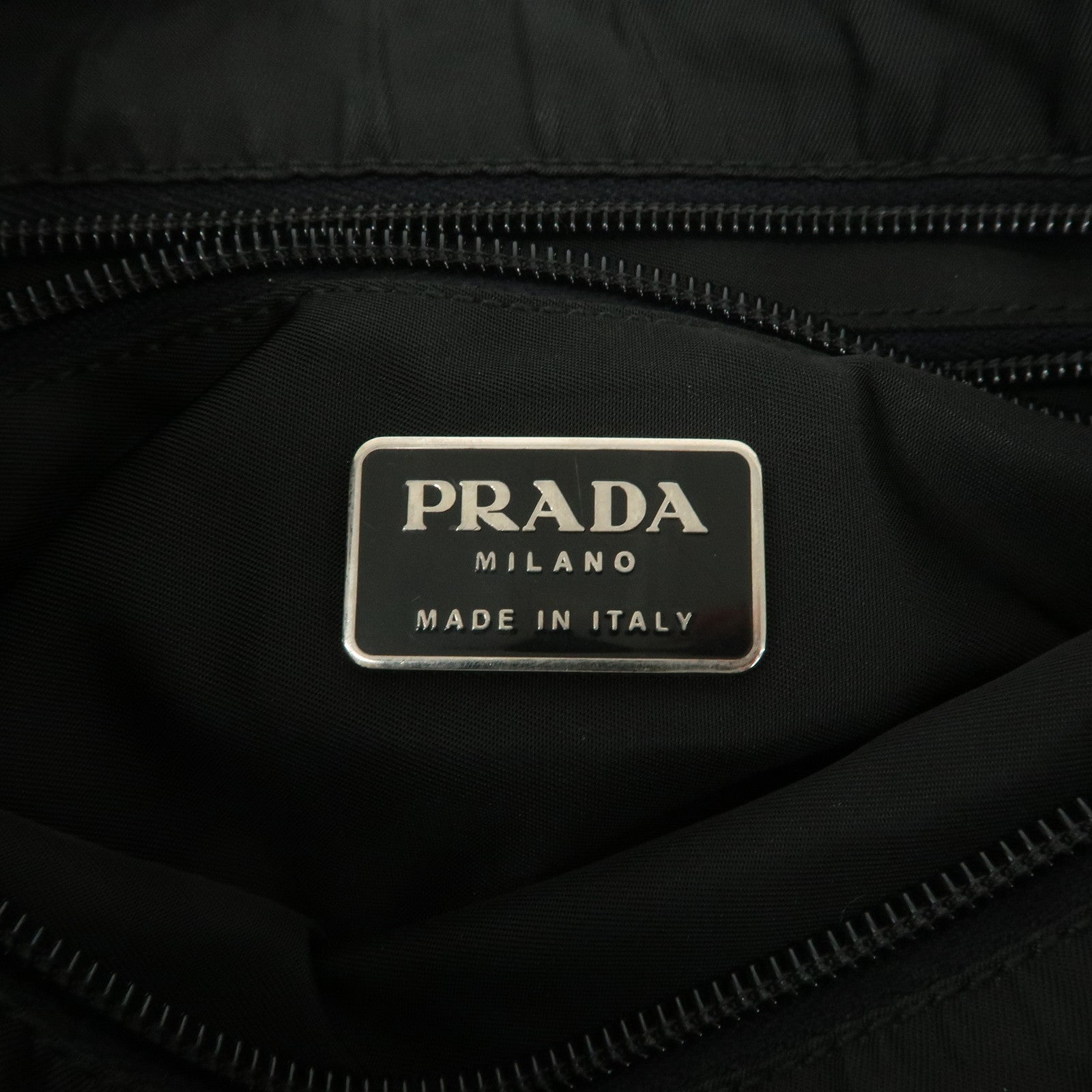 PRADA Triangle Logo Nylon Leather Shoulder Bag Crossbody Bag Black