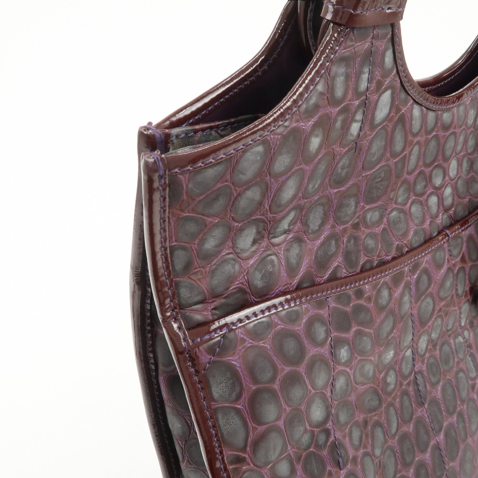 Christian Dior Embossed Leather Tote Bag Shoulder Bag Purple