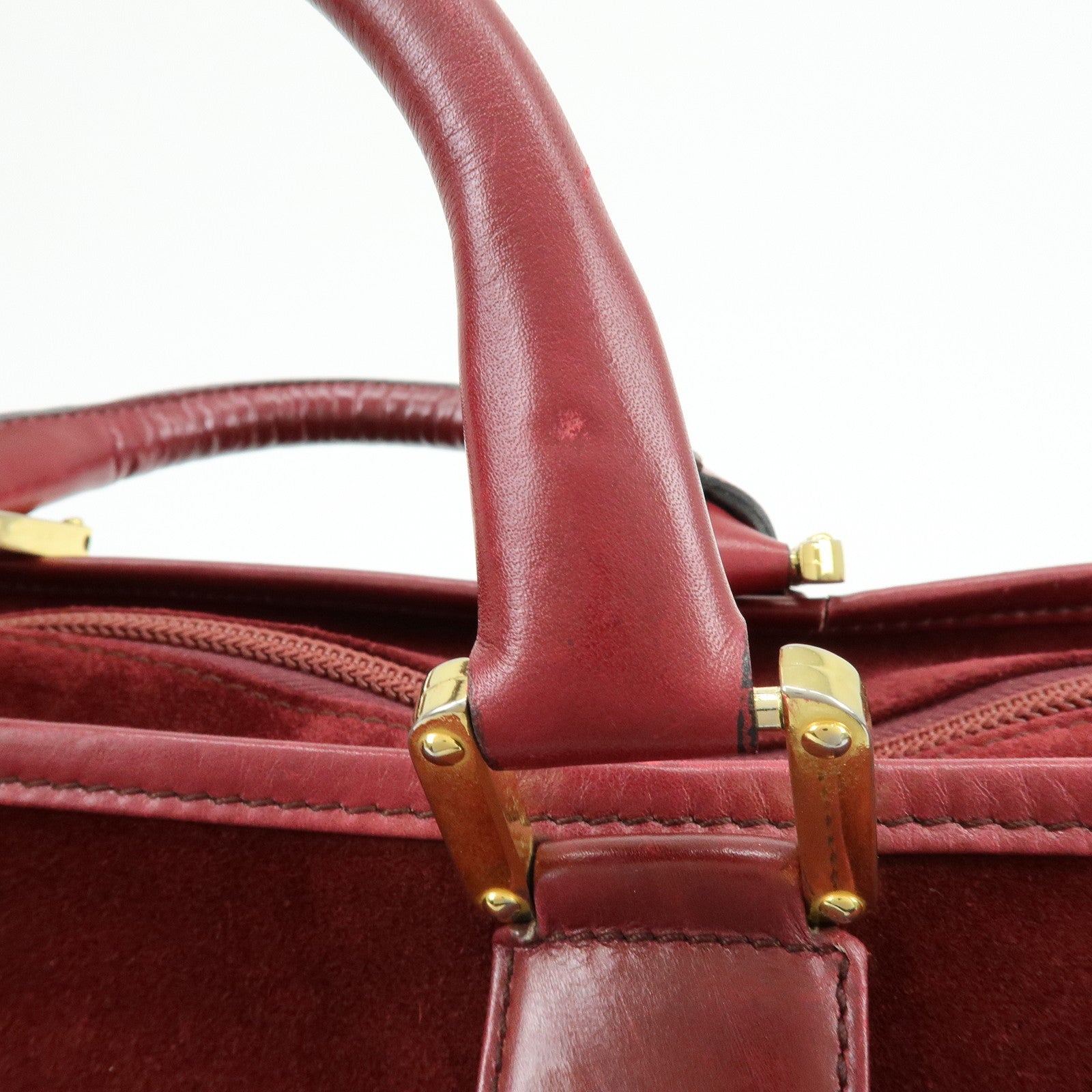 Loewe Anagram Amazona 40 Suede Leather Hand Bag Red Brown