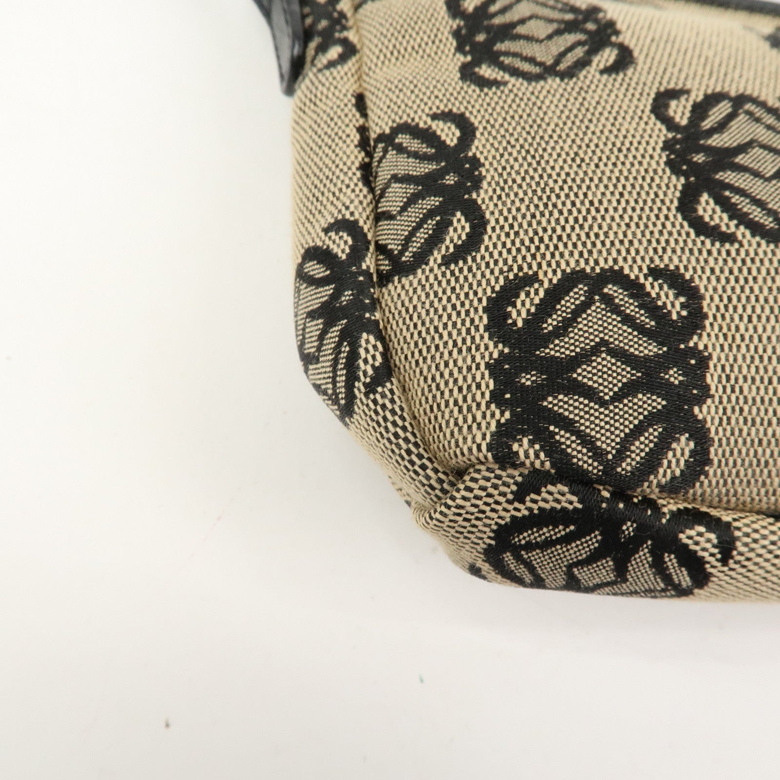 LOEWE Anagram Canvas Leather Accessory Pouch Shoulder Bag Beige