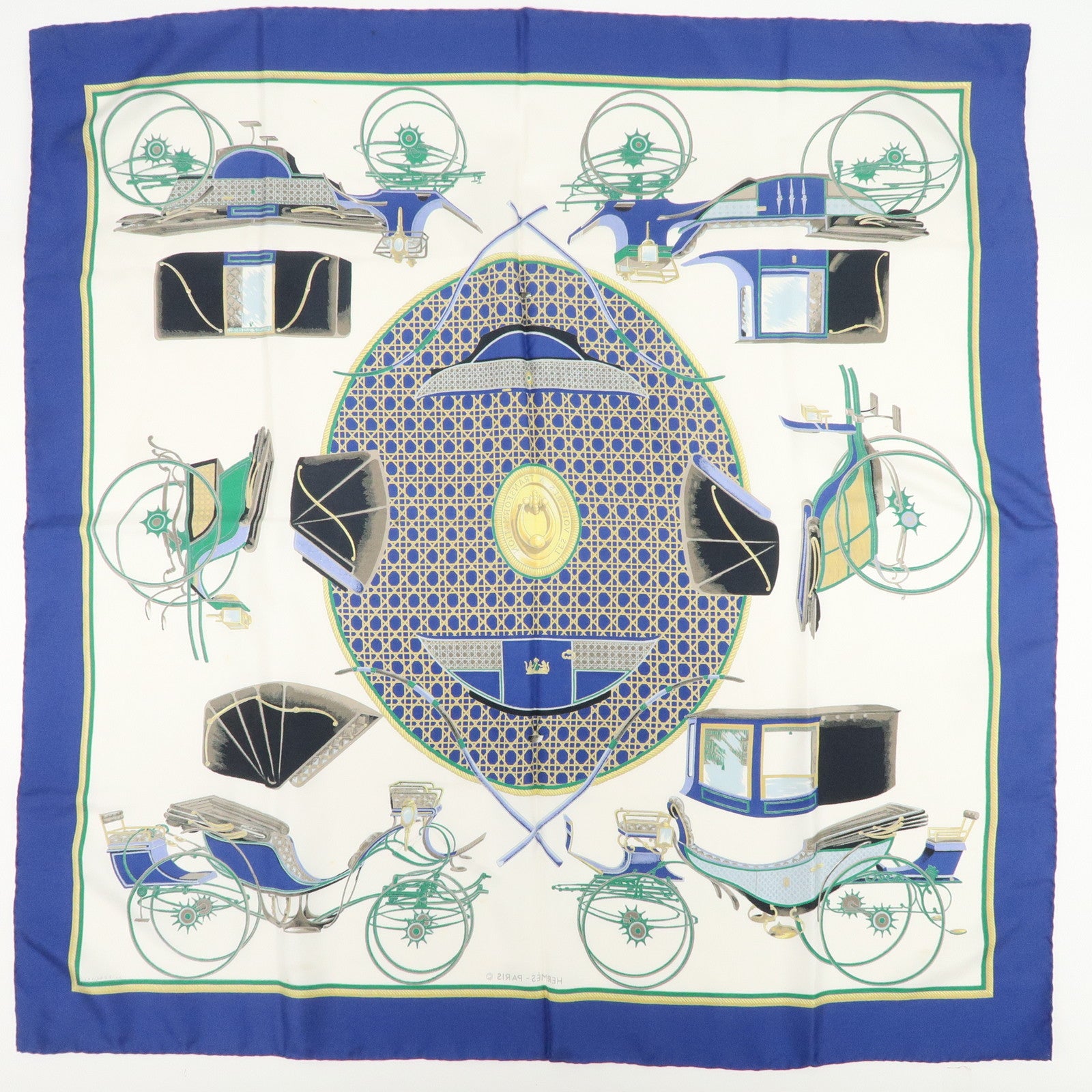 HERMES Carre 90 Silk 100%  LES VOITURES A TRANSFORMATION