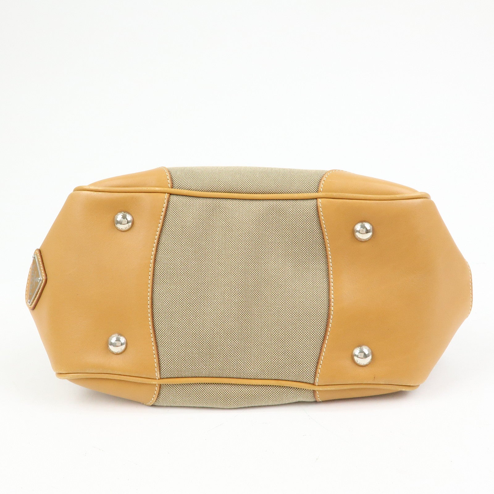 PRADA Logo Jacquard Leather Shoulder Bag Light Brown BR3481