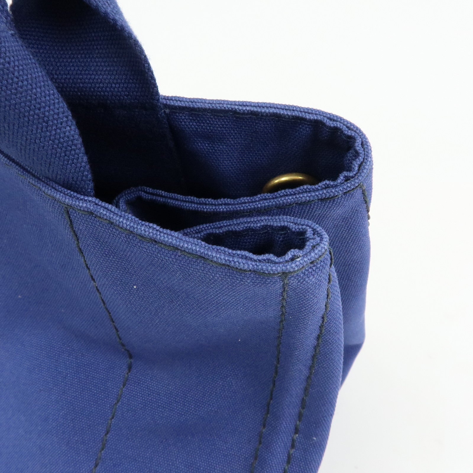 PRADA Triangle Logo Canapa Canvas 2Way Tote Hand Bag Blue BN2642