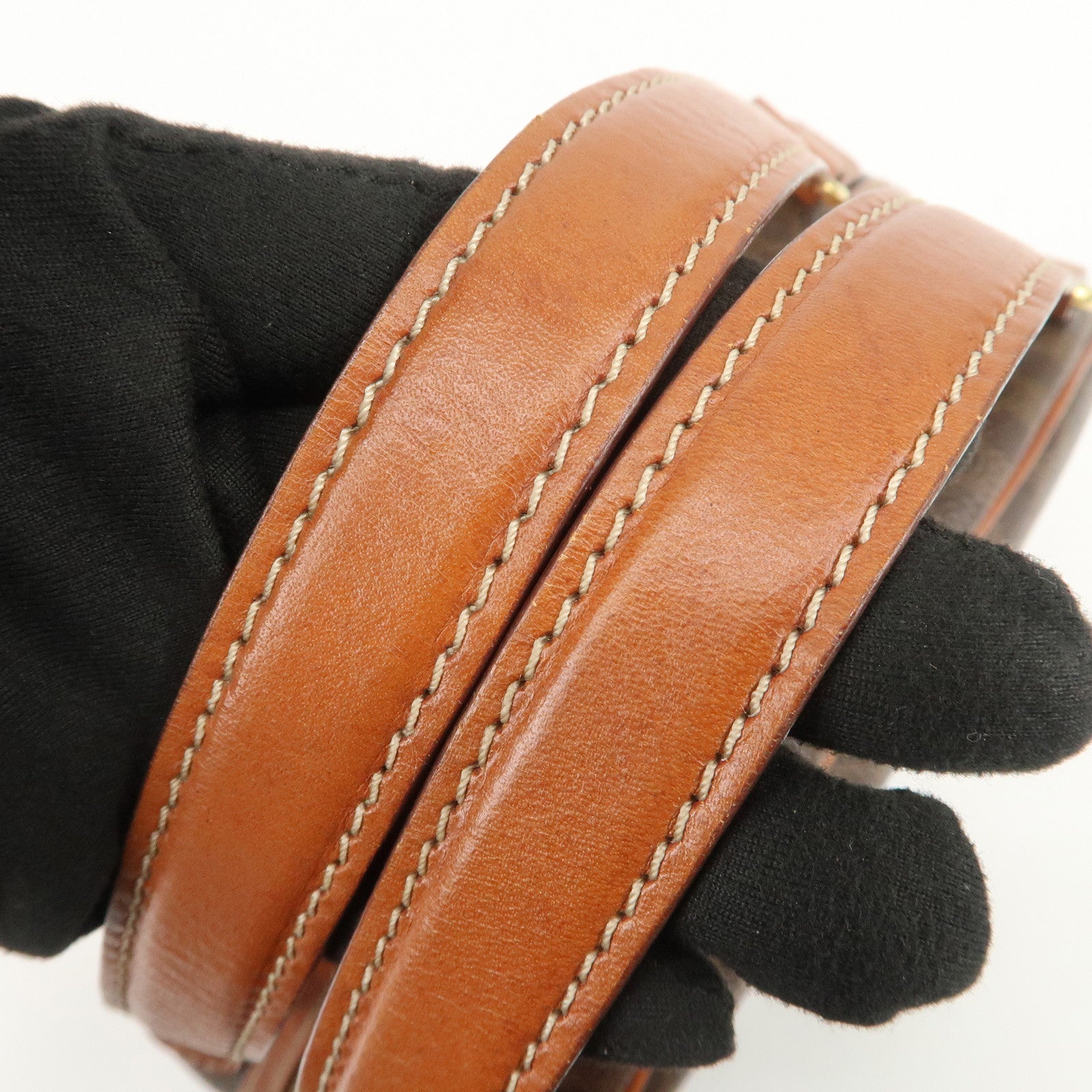 CELINE Macadam Logo PVC Leather Hand Bag Brown Gold