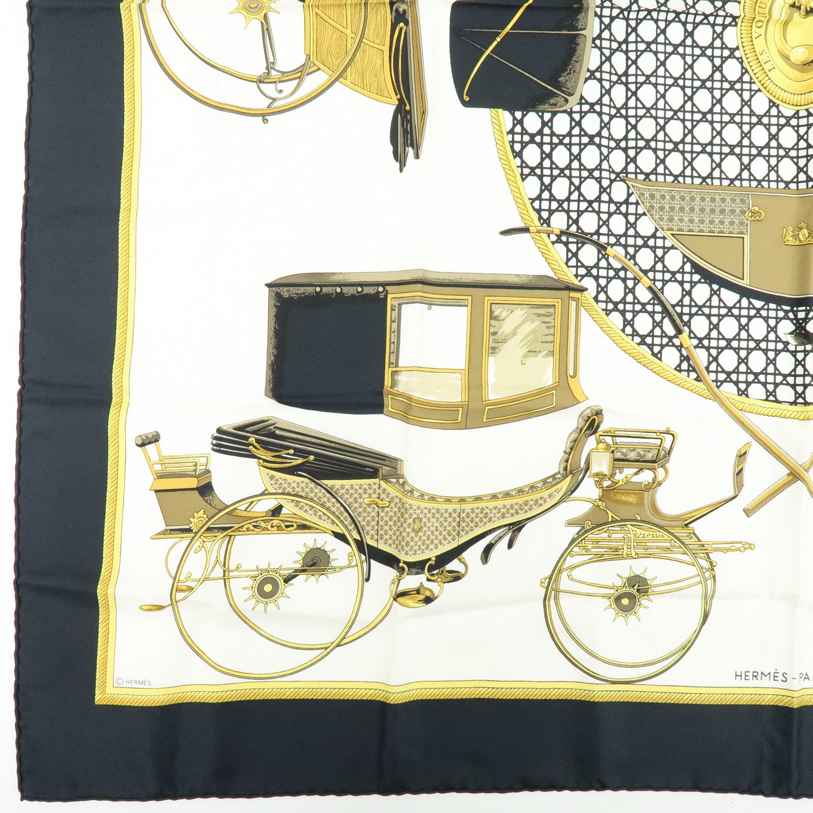 HERMES Carre 90 Silk 100% Scarf LES VOITURES A TRANSFORMATION