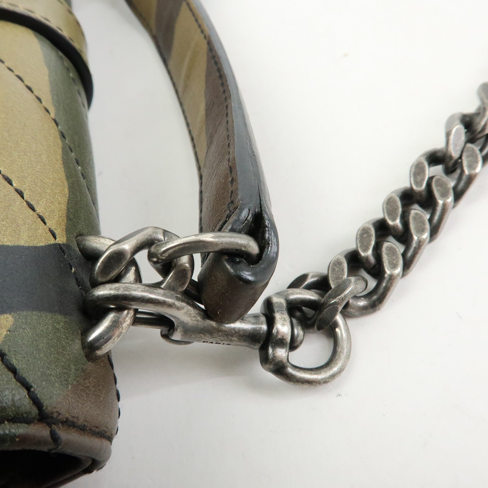 SAINT LAURENT PARIS College Mini Chain Shoulder Hand Bag Camouflage